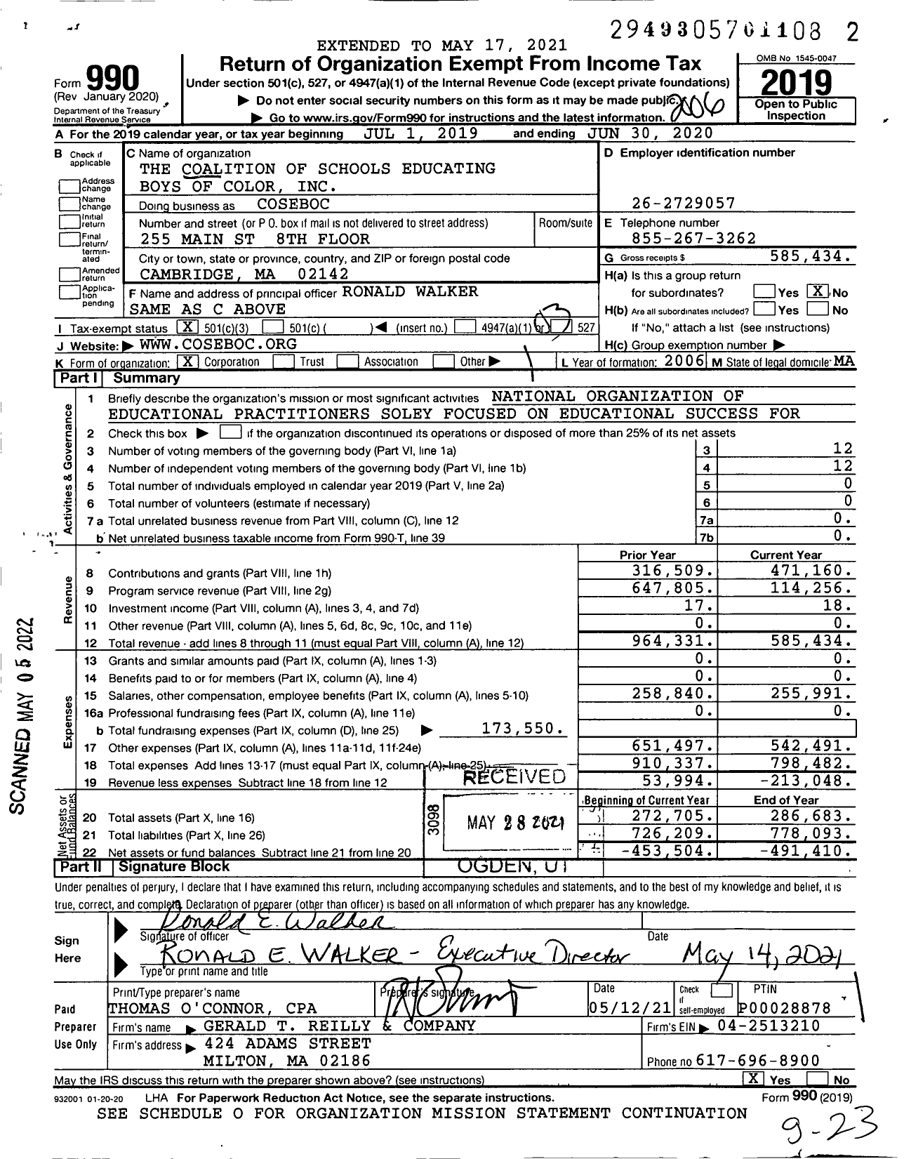 Image of first page of 2019 Form 990 for Coseboc