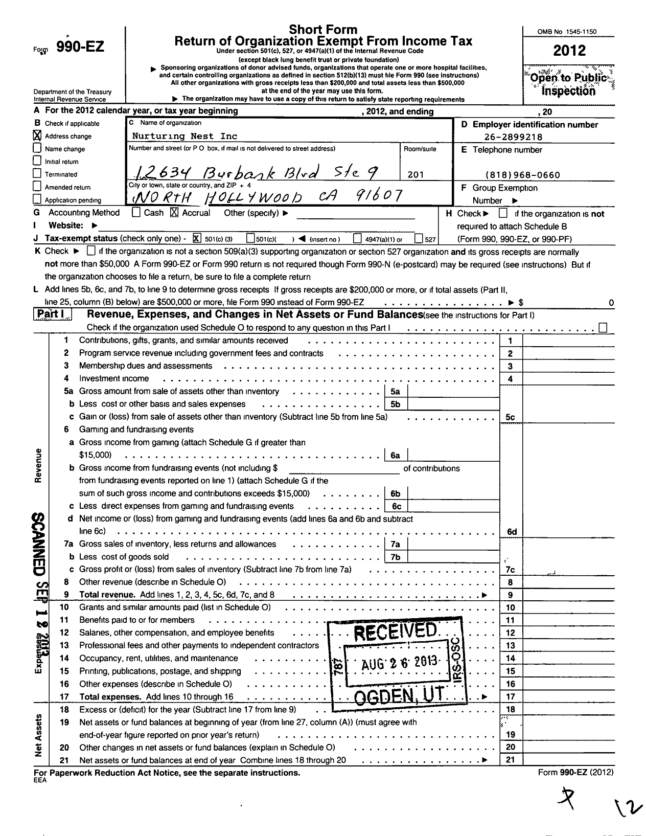 Image of first page of 2012 Form 990EZ for N and N Alco Drug Counseling