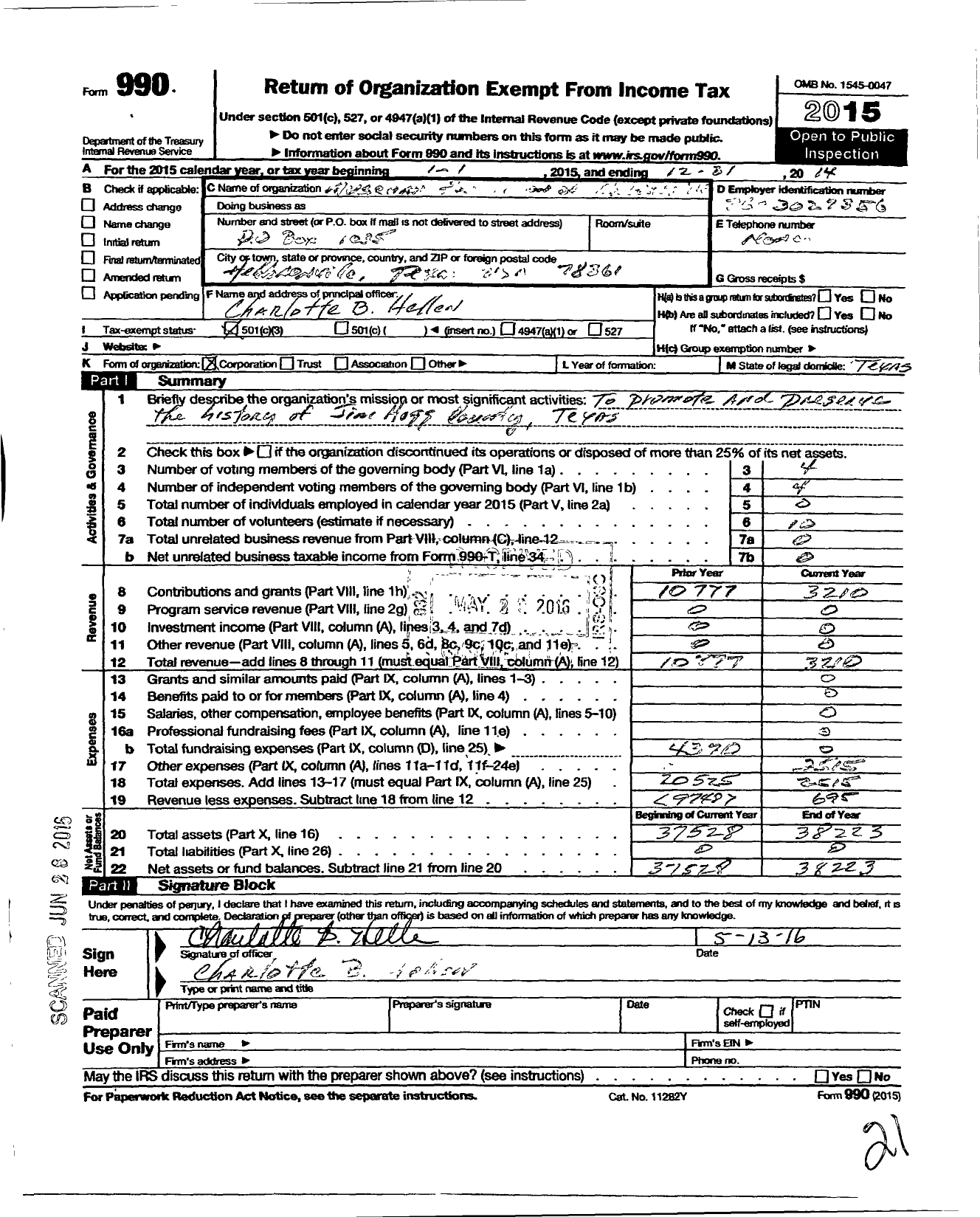 Image of first page of 2014 Form 990 for Museum Foundation of Hebbronville