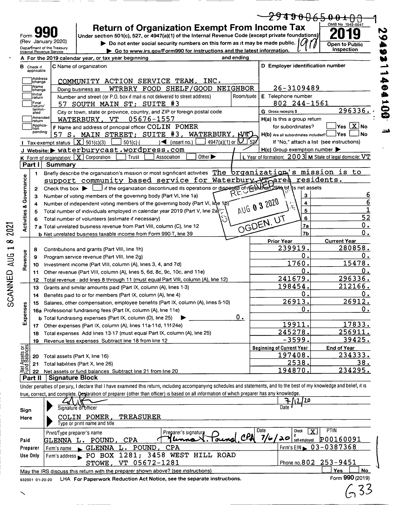 Image of first page of 2019 Form 990 for Wtrbry Food Shelfgood Neighbor Fund