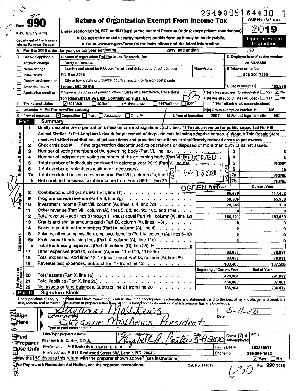 Image of first page of 2019 Form 990 for Foothills Canine Rescue