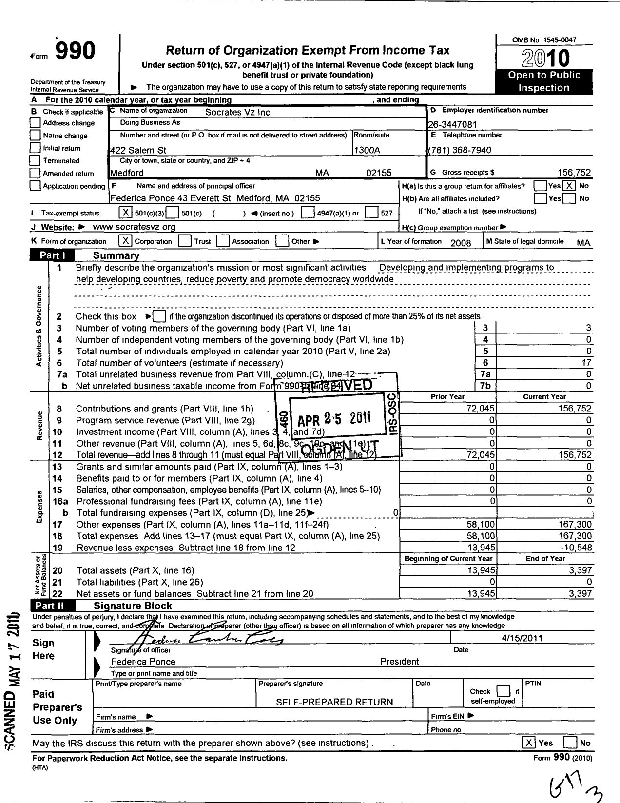 Image of first page of 2010 Form 990 for Cgu Global Leadership Foundation