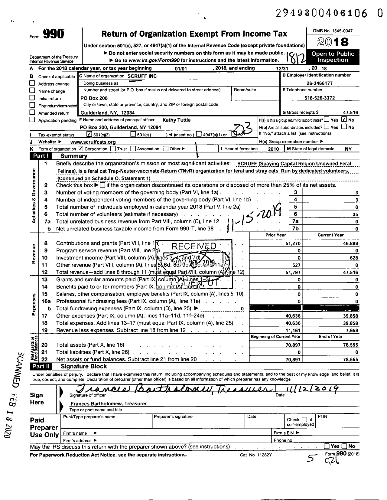 Image of first page of 2018 Form 990 for Scruff