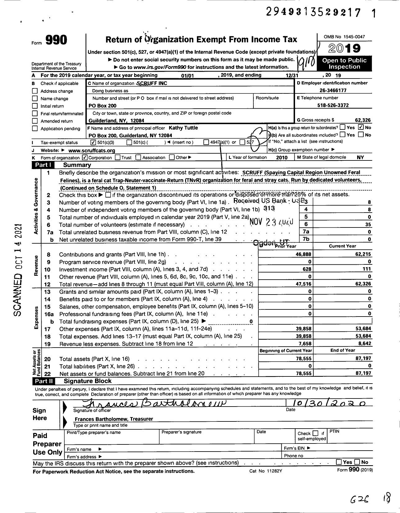 Image of first page of 2019 Form 990 for Scruff