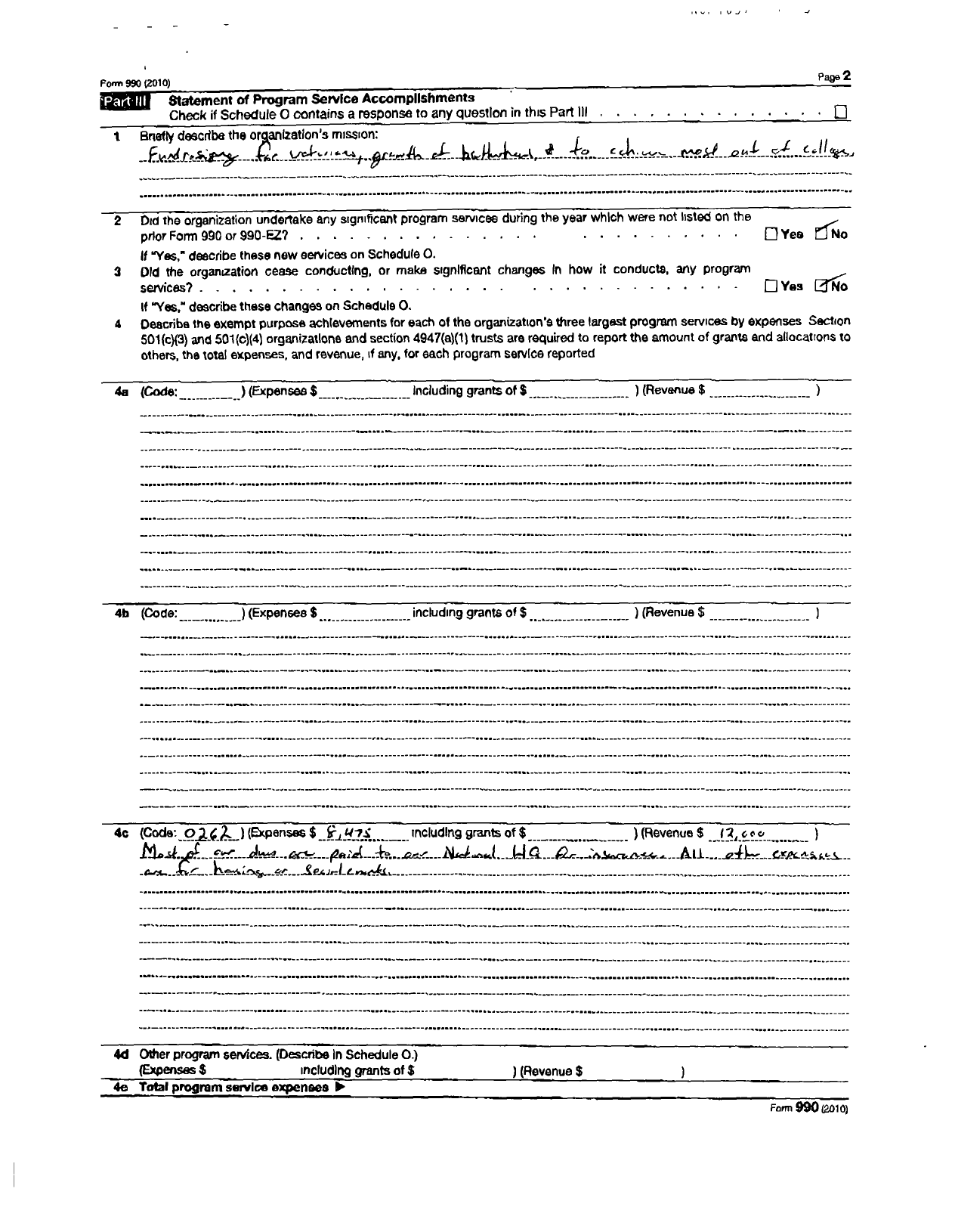 Image of first page of 2010 Form 990OR for Kappa Sigma Fraternity / Lambda Gamma