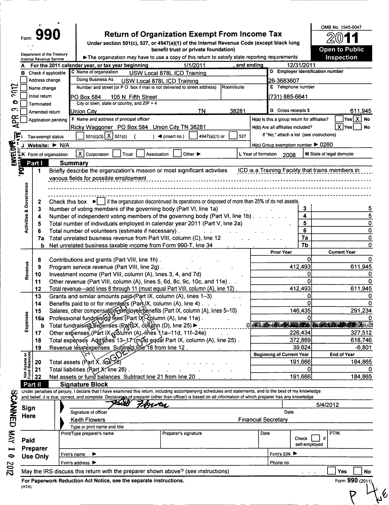 Image of first page of 2011 Form 990O for United Steelworkers - 878l Institute Career Dev Training