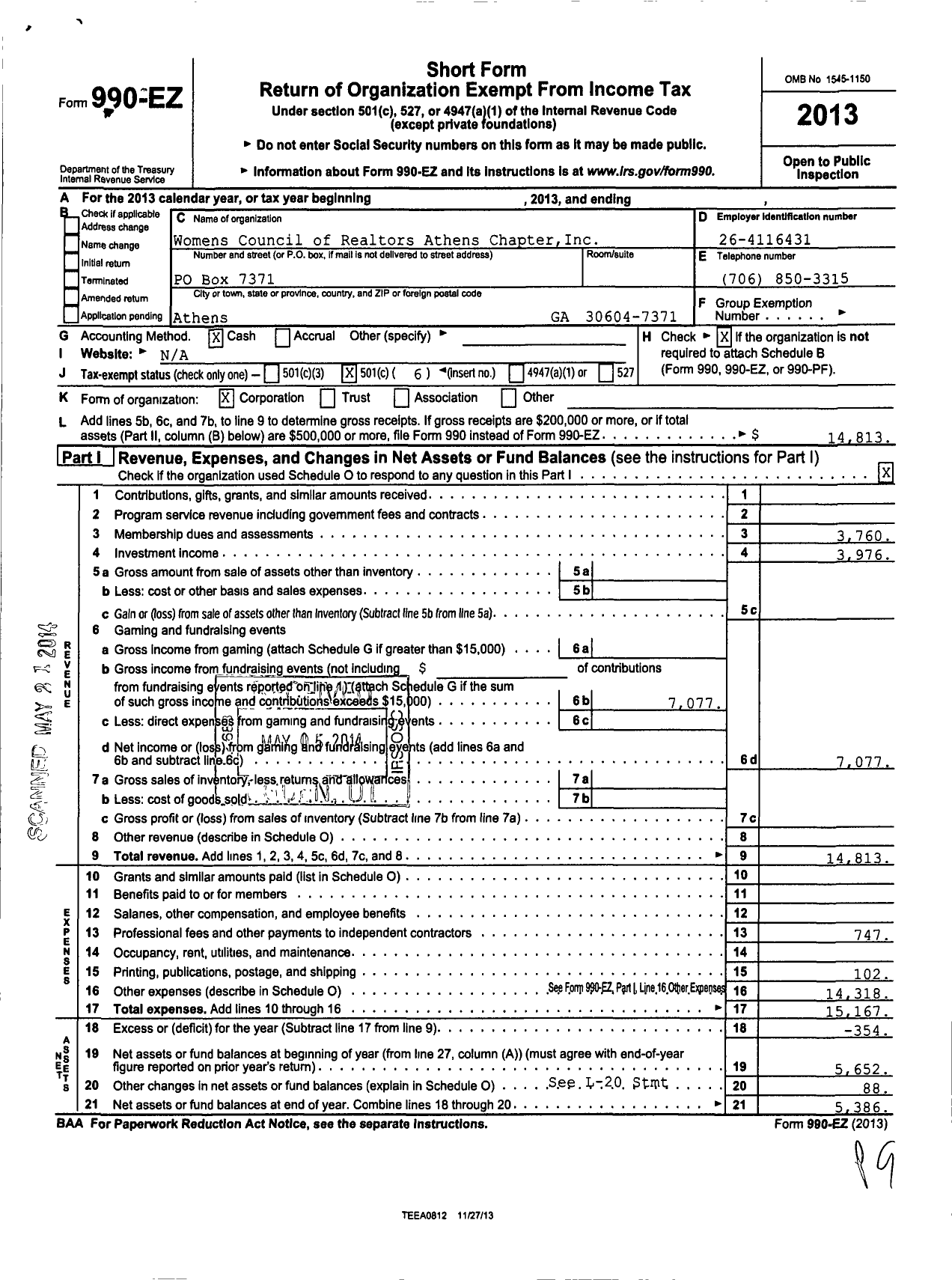 Image of first page of 2013 Form 990EO for Womens Council of Realtors