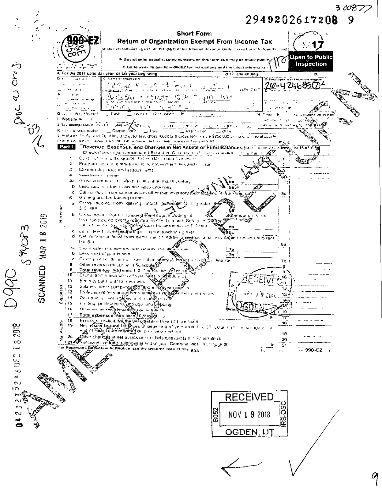 Image of first page of 2017 Form 990EZ for Cesar Presbott Foundation