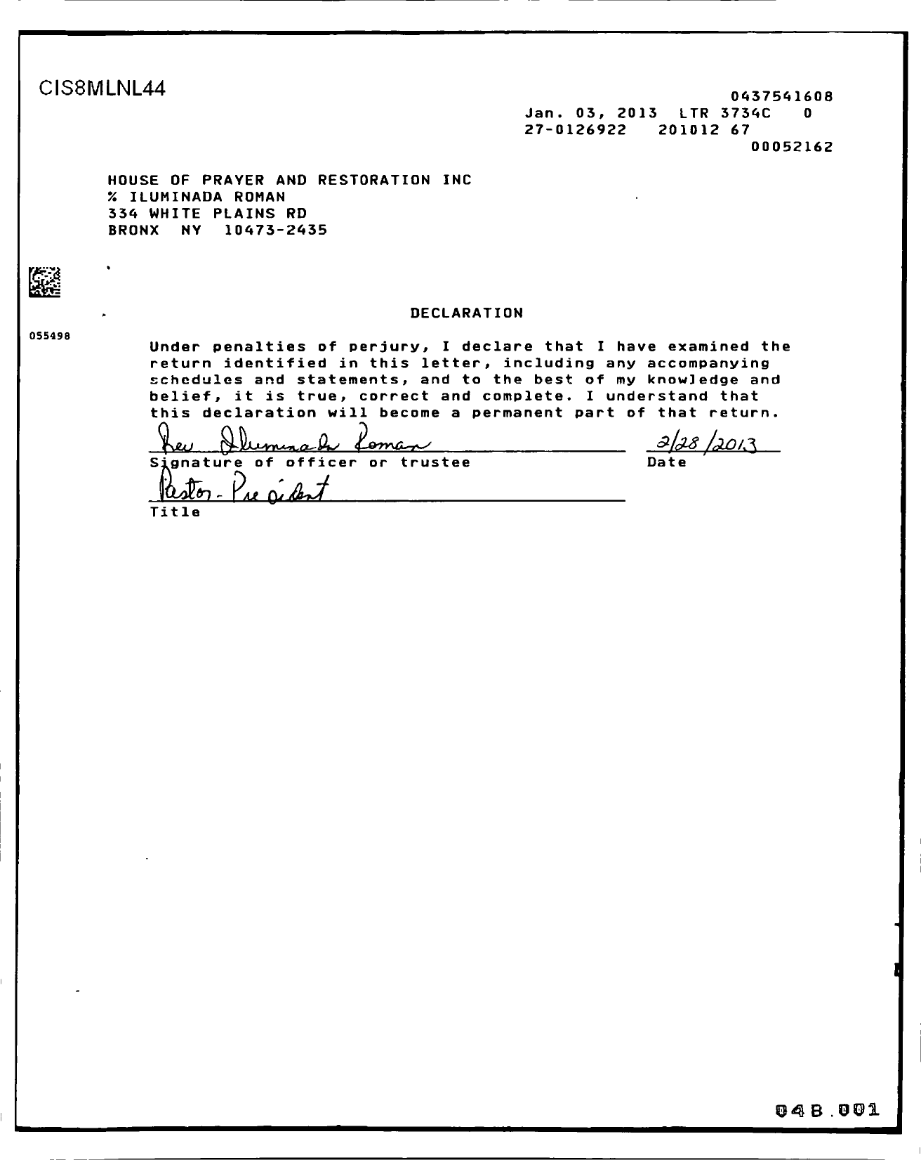 Image of first page of 2010 Form 990R for Casa de Oracion Y Restauracion