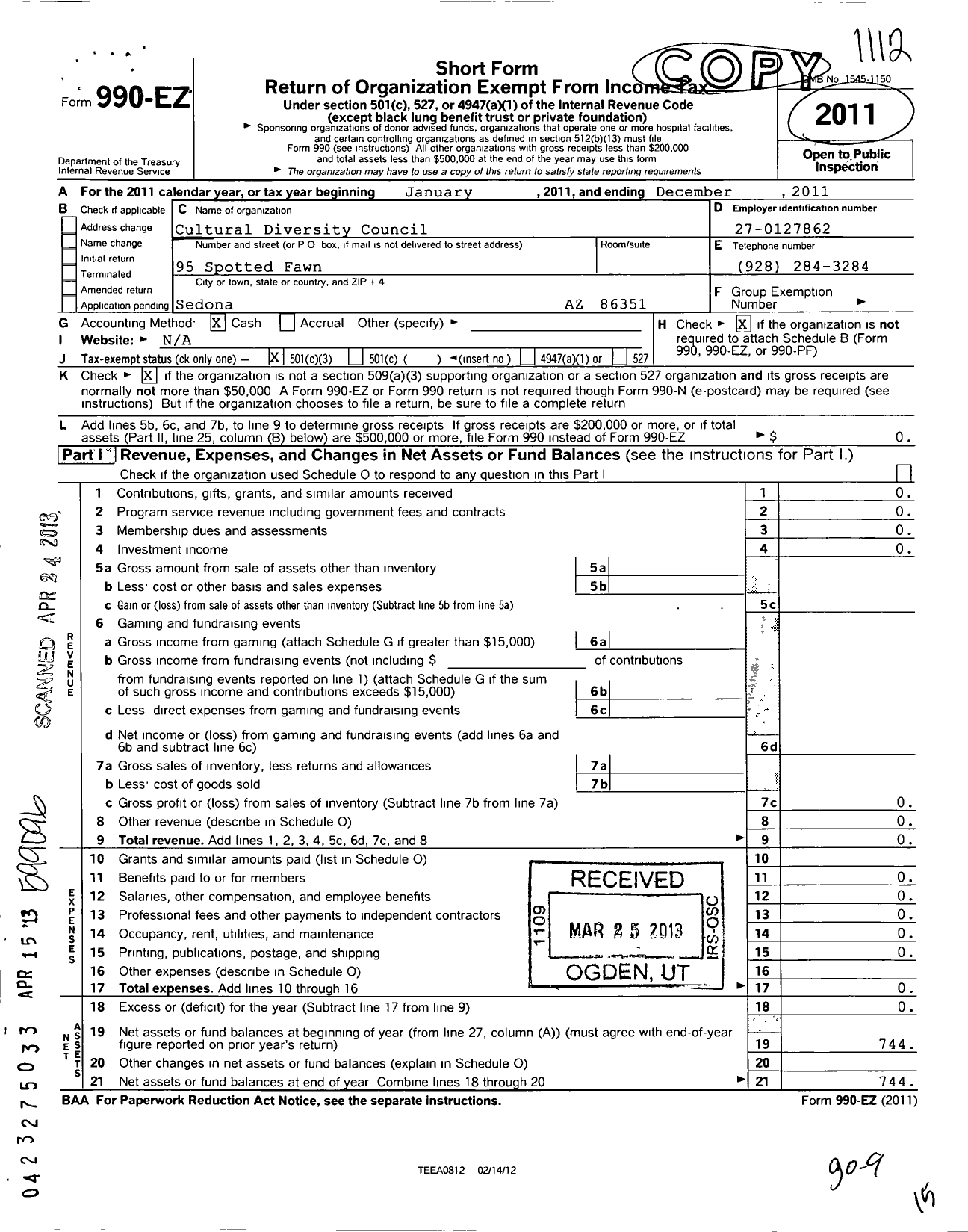 Image of first page of 2011 Form 990EZ for Northern Arizona Restorative Justice