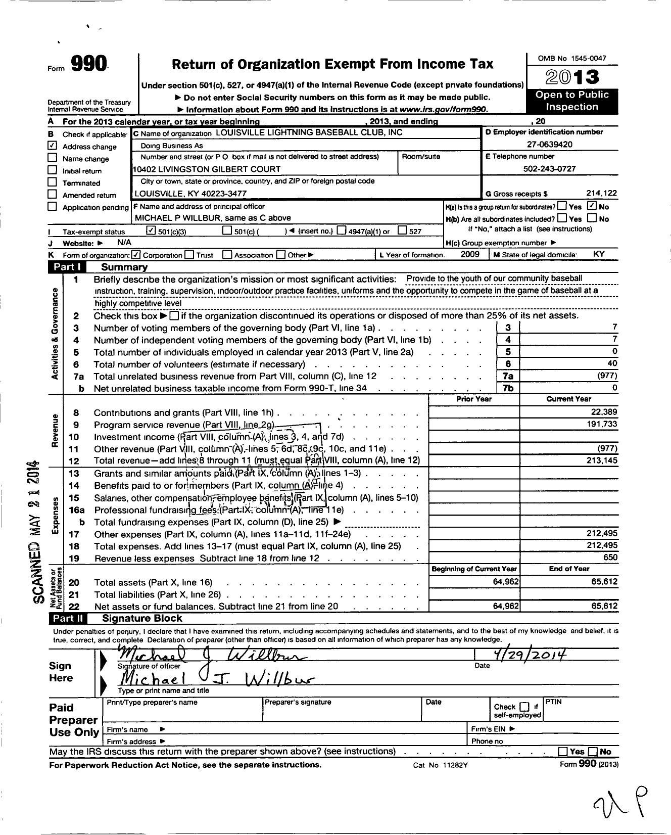 Image of first page of 2013 Form 990 for Ironmen Sports