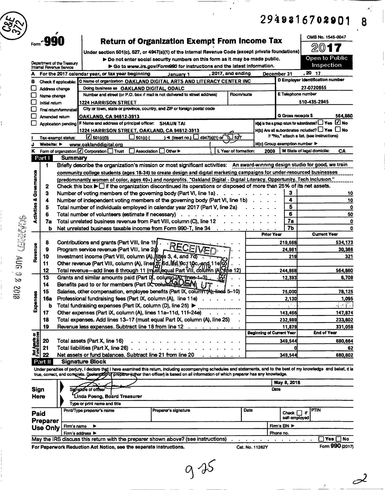 Image of first page of 2017 Form 990 for Bridgegood