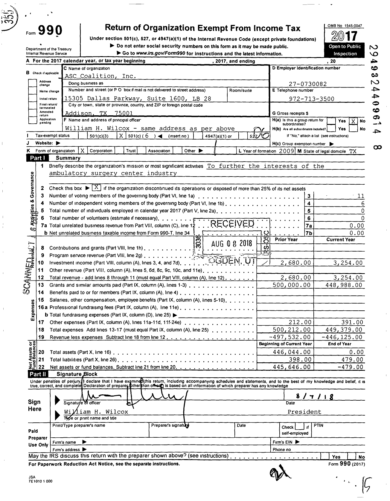 Image of first page of 2017 Form 990O for Asc Coalition