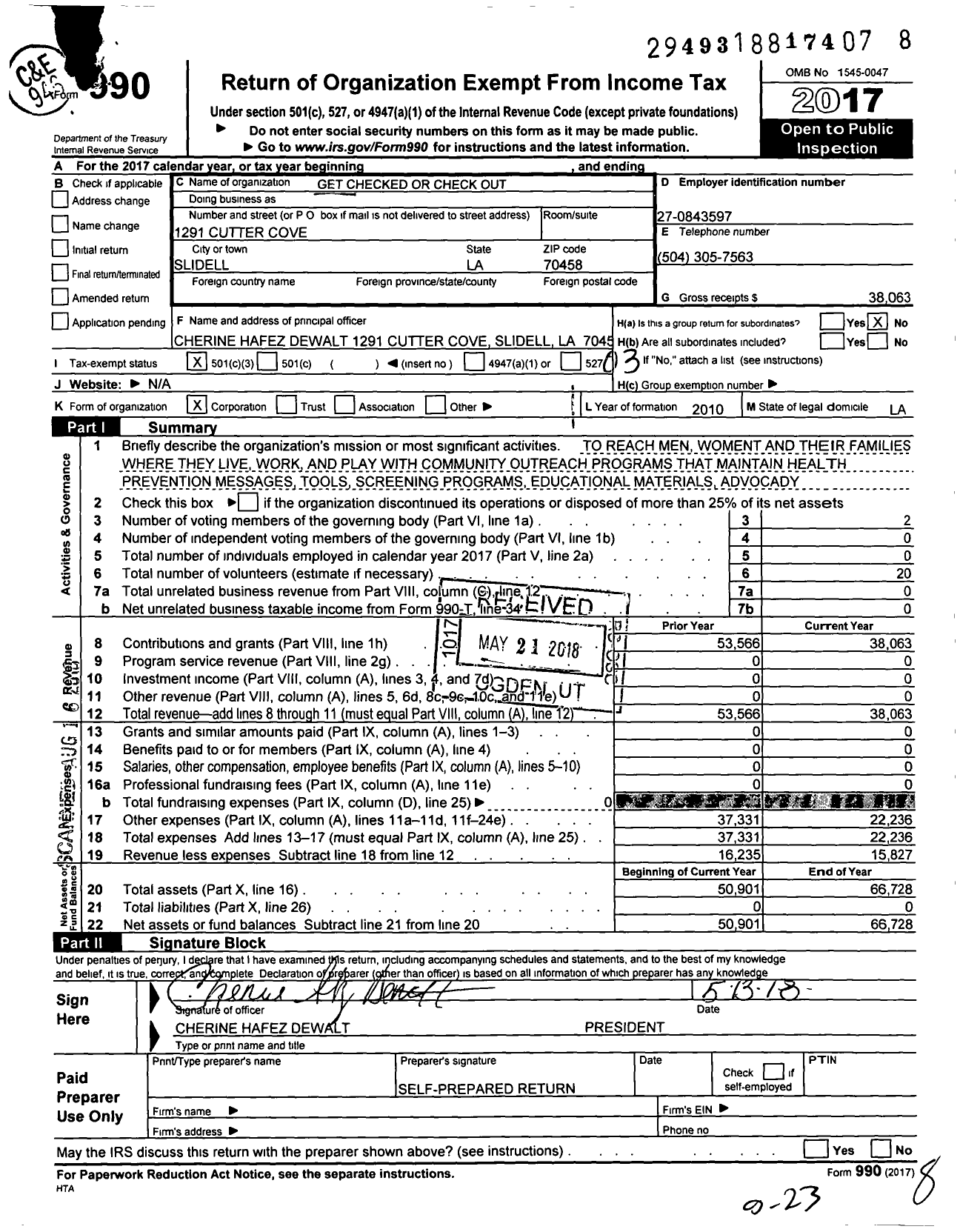 Image of first page of 2017 Form 990 for Get Check Or Check Out