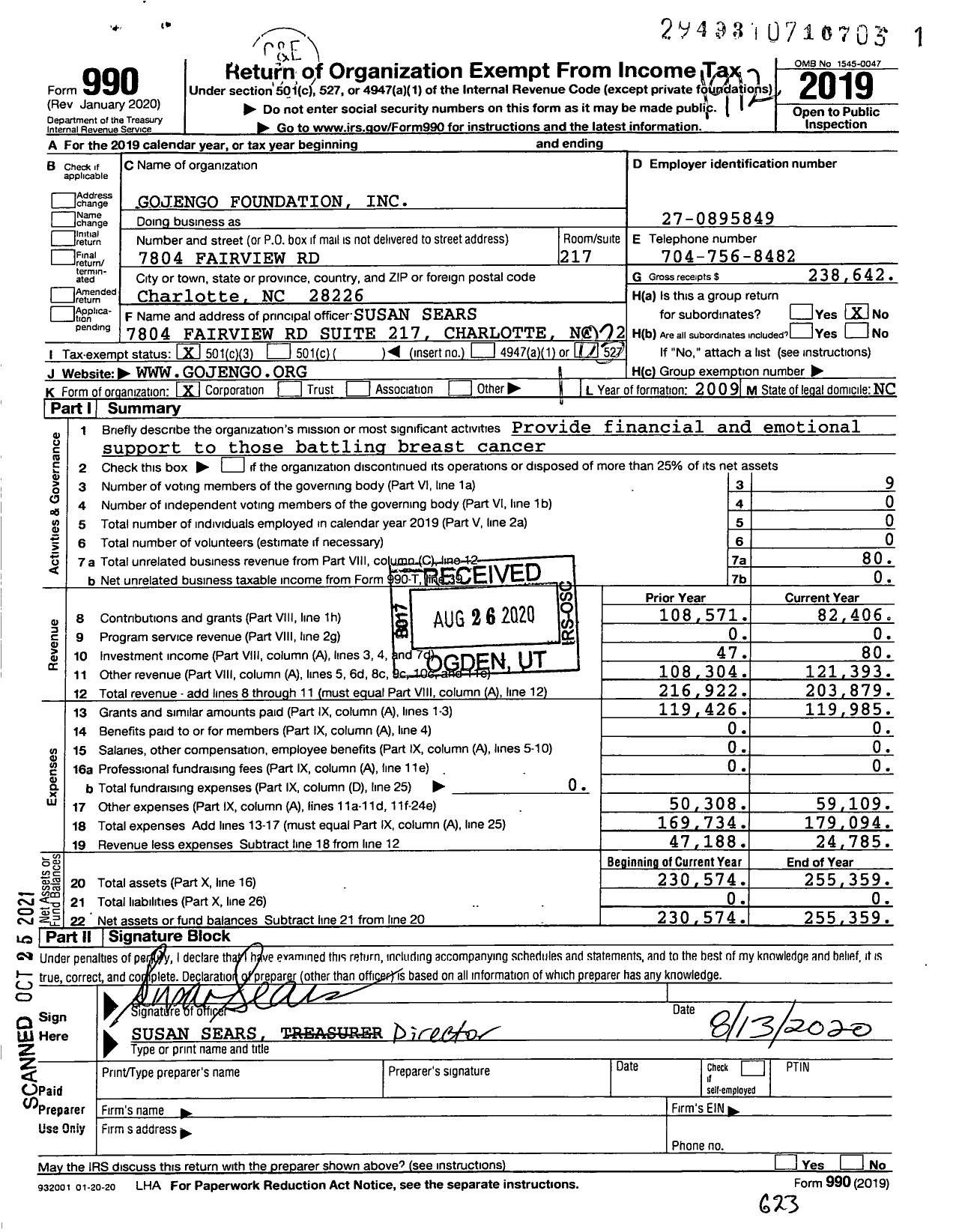 Image of first page of 2019 Form 990 for Gojengo Jen Go Foundation