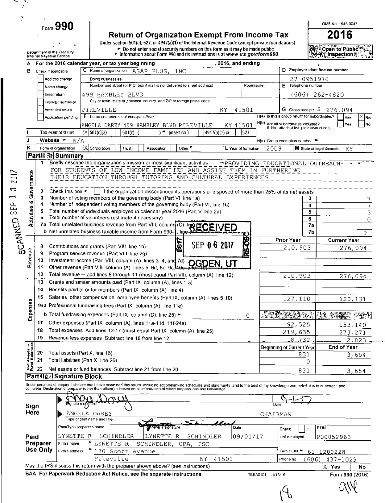 Image of first page of 2016 Form 990 for Asap Plus