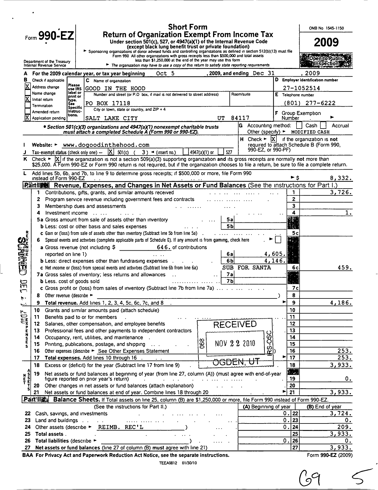 Image of first page of 2009 Form 990EZ for Maji Global Foundation