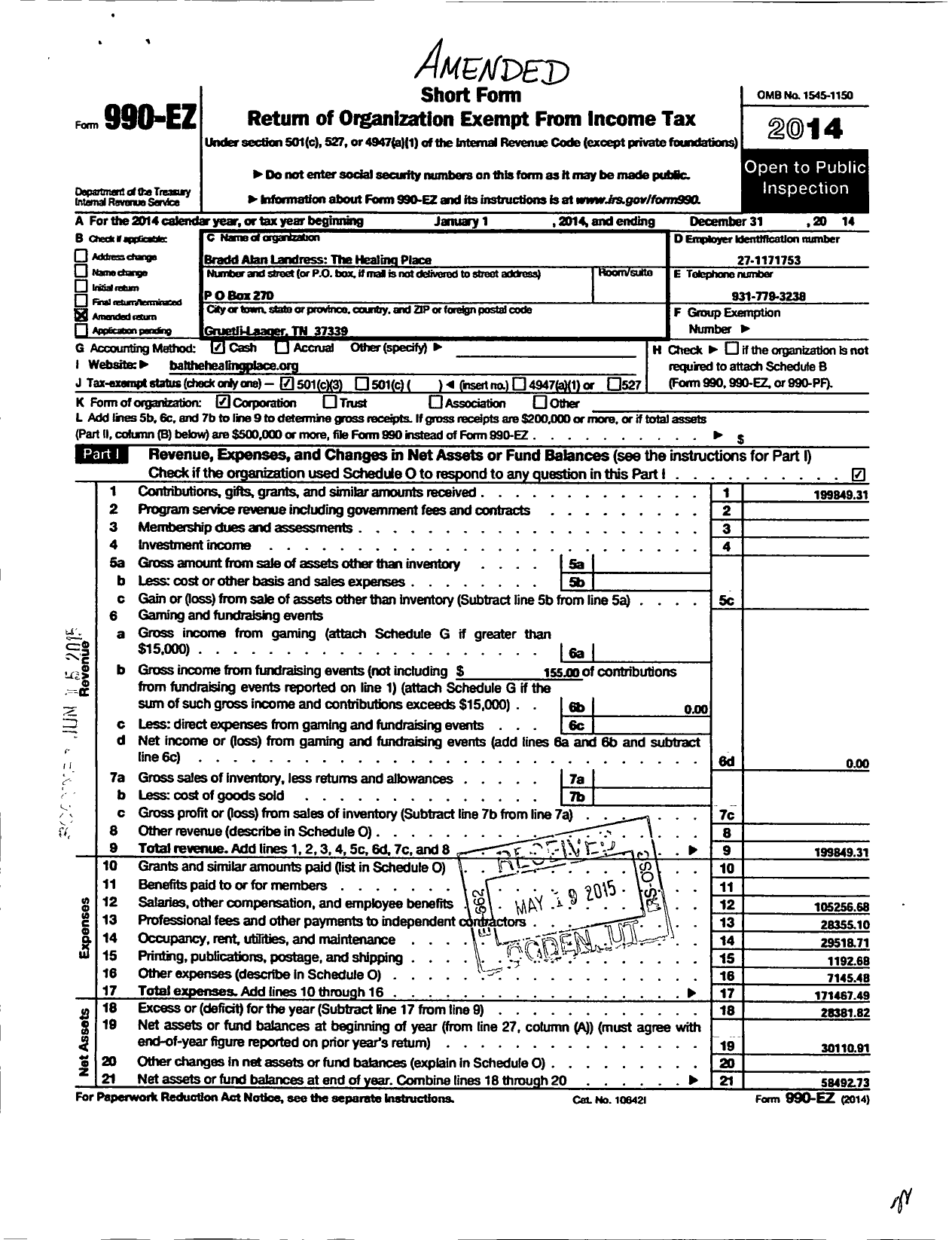 Image of first page of 2014 Form 990EZ for We Owe Our Vets