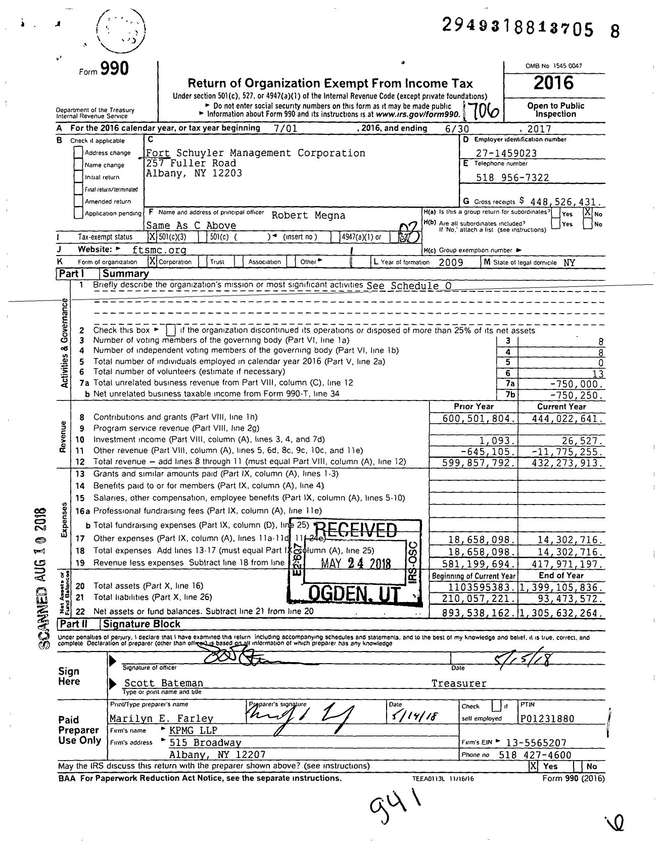 Image of first page of 2016 Form 990 for Fort Schuyler Management Corporation (FSMC)