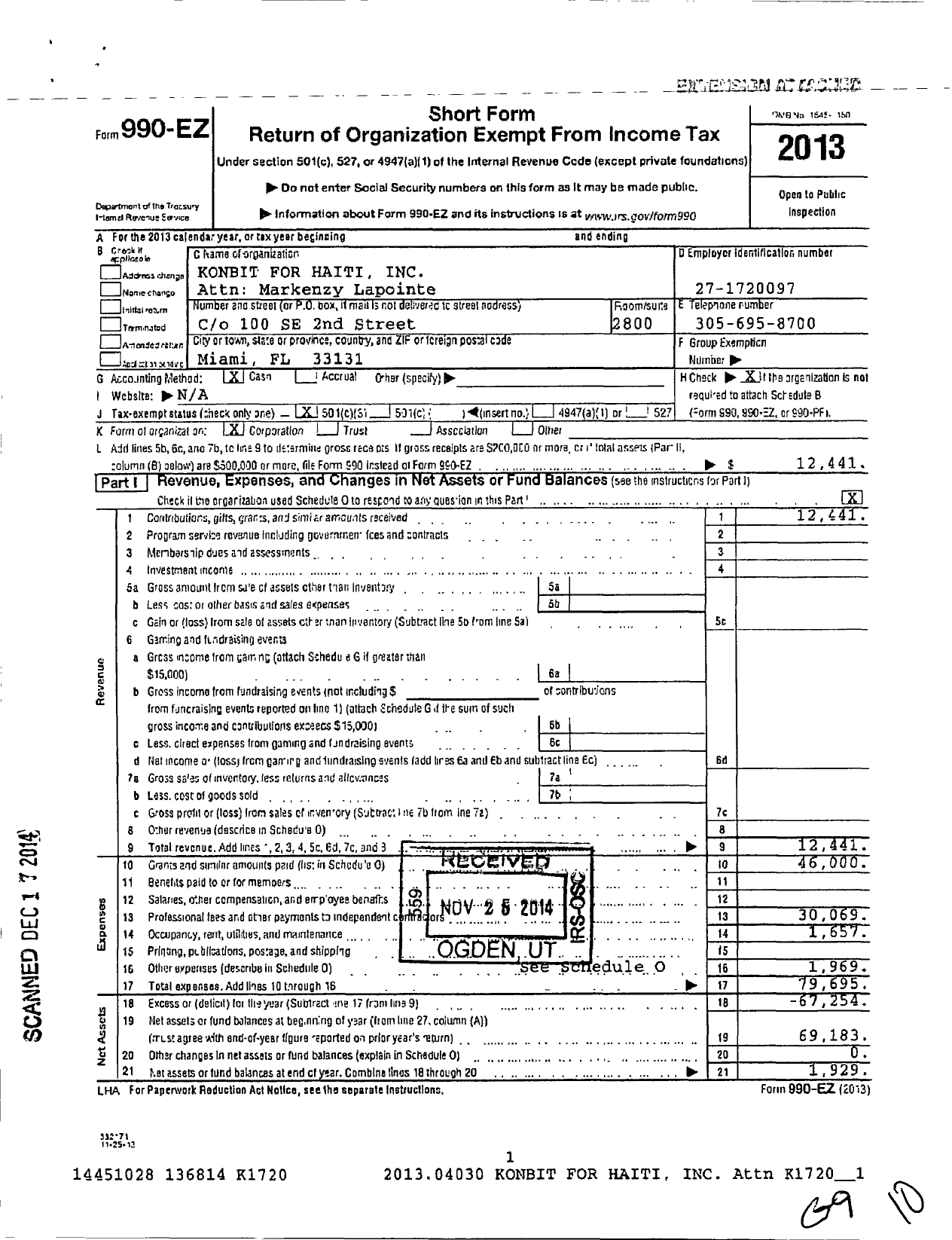 Image of first page of 2013 Form 990EZ for Konbit for Haiti