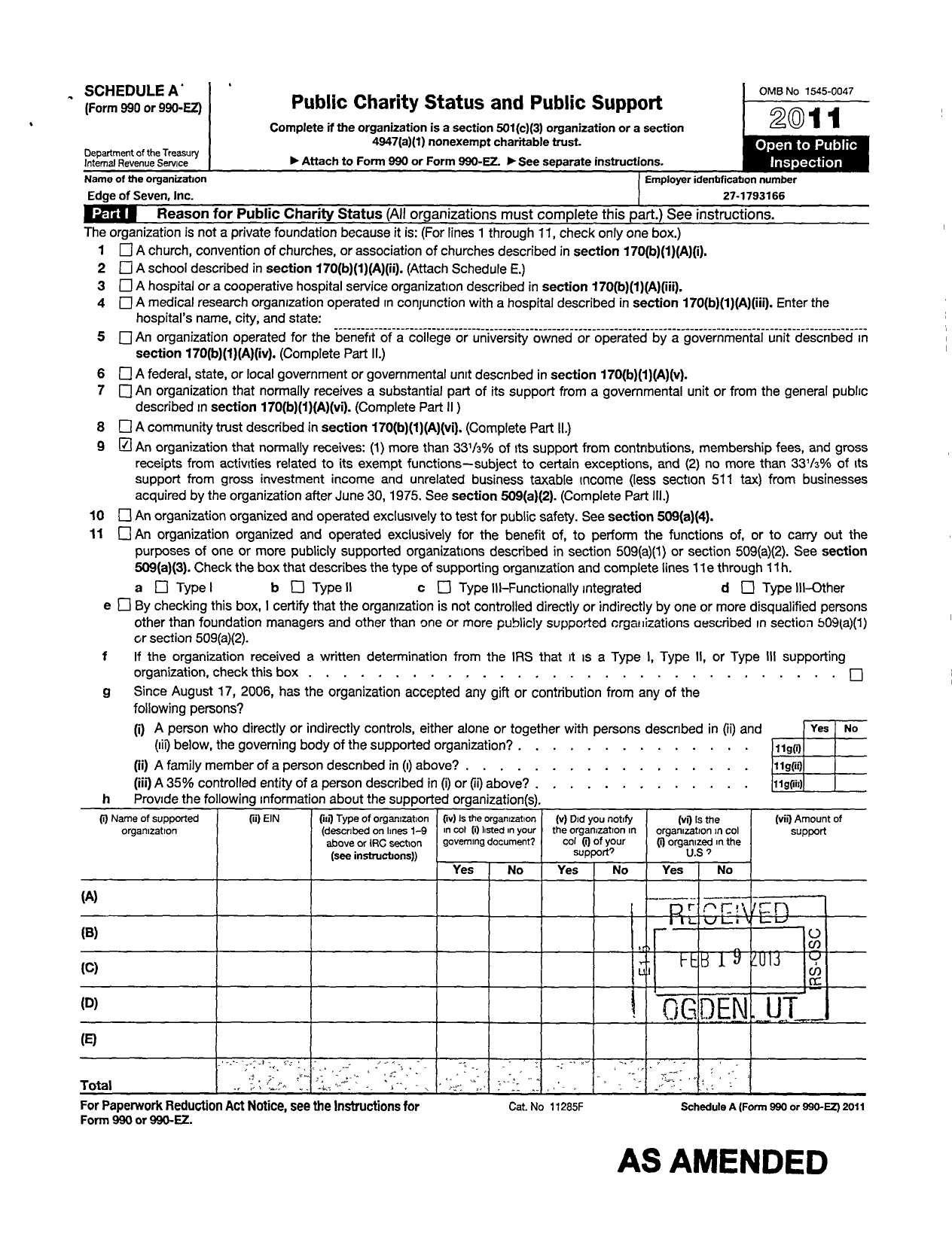 Image of first page of 2011 Form 990R for Edge of Seven