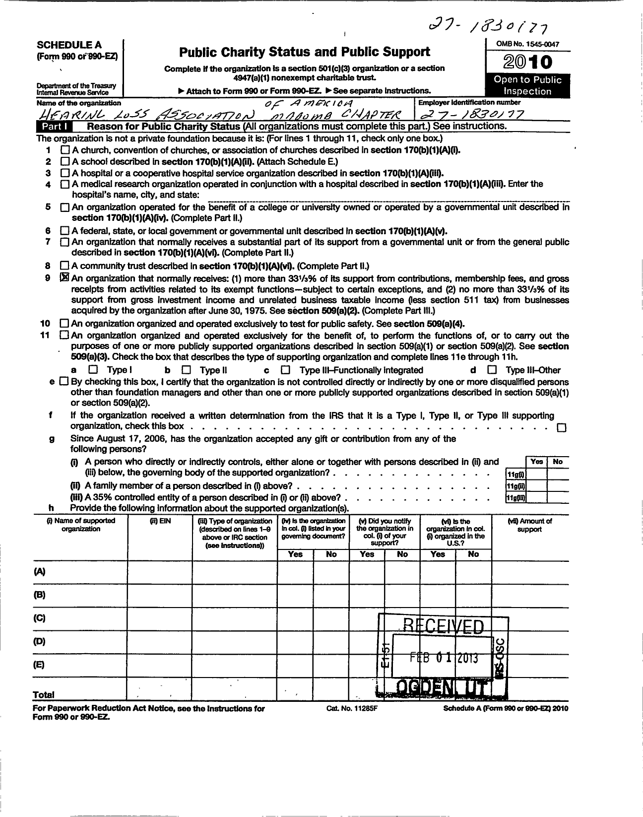 Image of first page of 2010 Form 990ER for Hearing Loss Association of America / Macomb Chapter