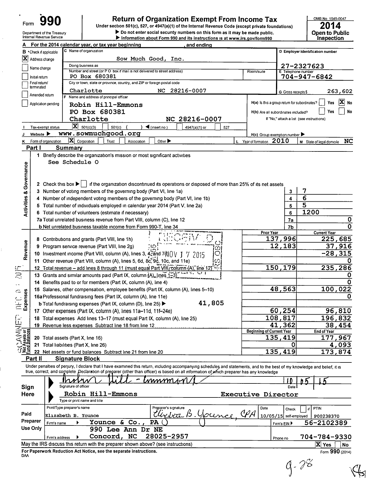 Image of first page of 2014 Form 990 for Sow Much Good