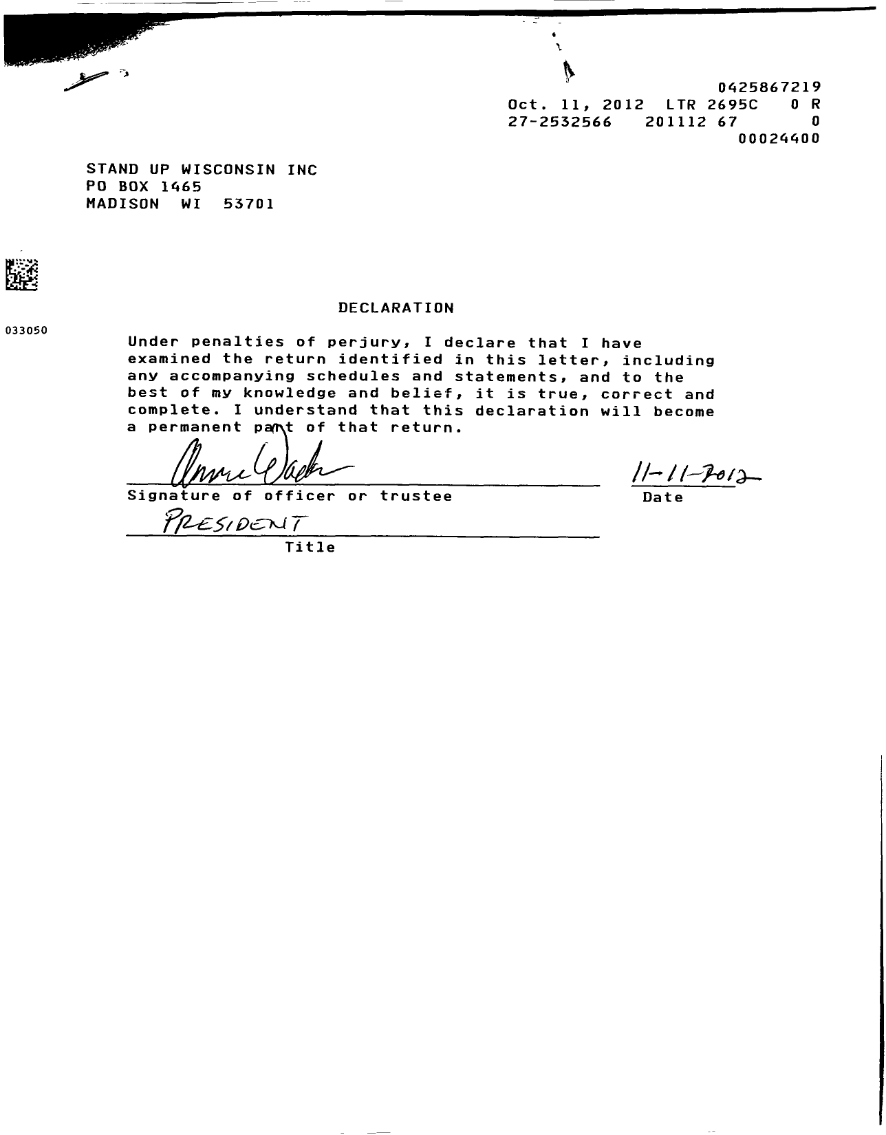 Image of first page of 2011 Form 990ER for Fair and Balanced