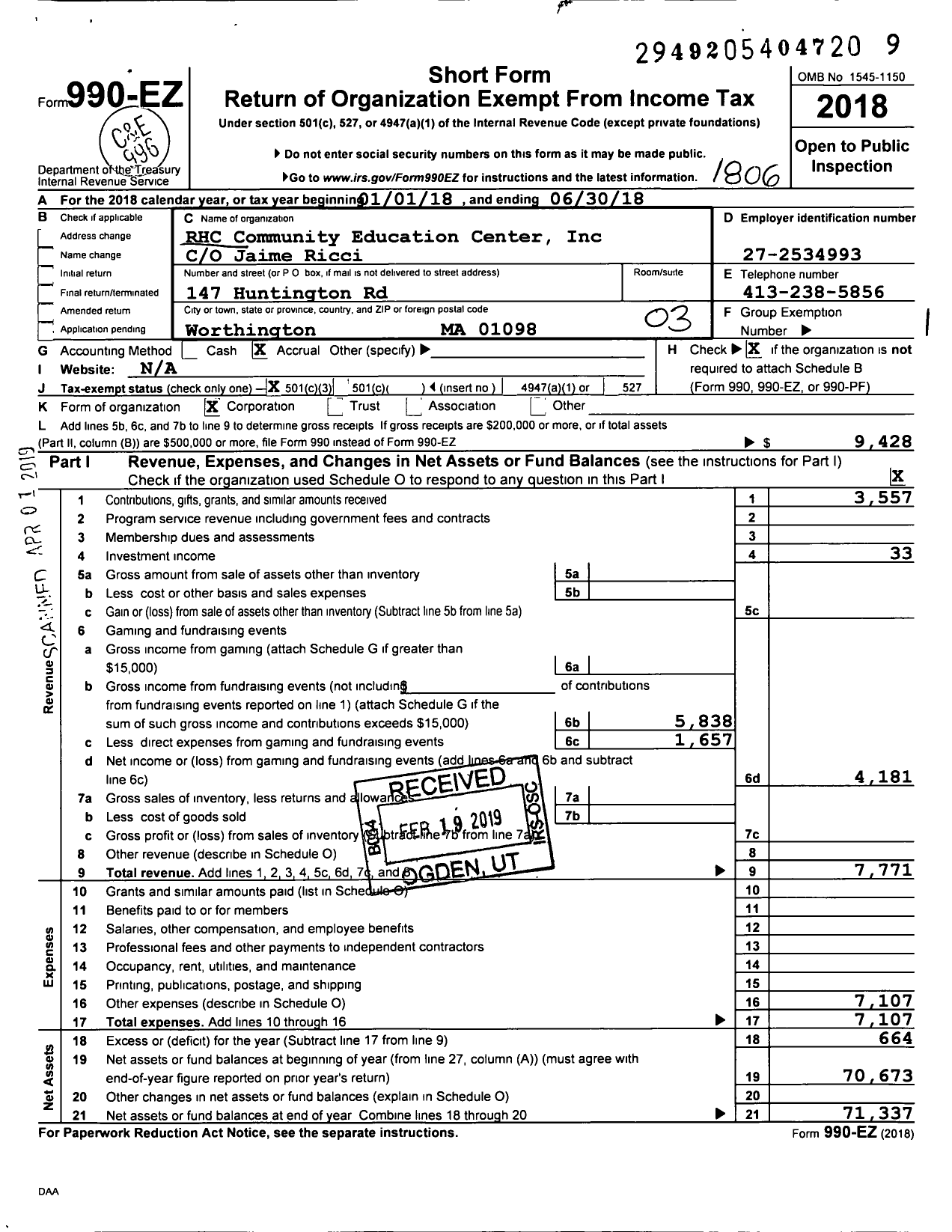 Image of first page of 2017 Form 990EZ for Within Worthington 01098 Apdas