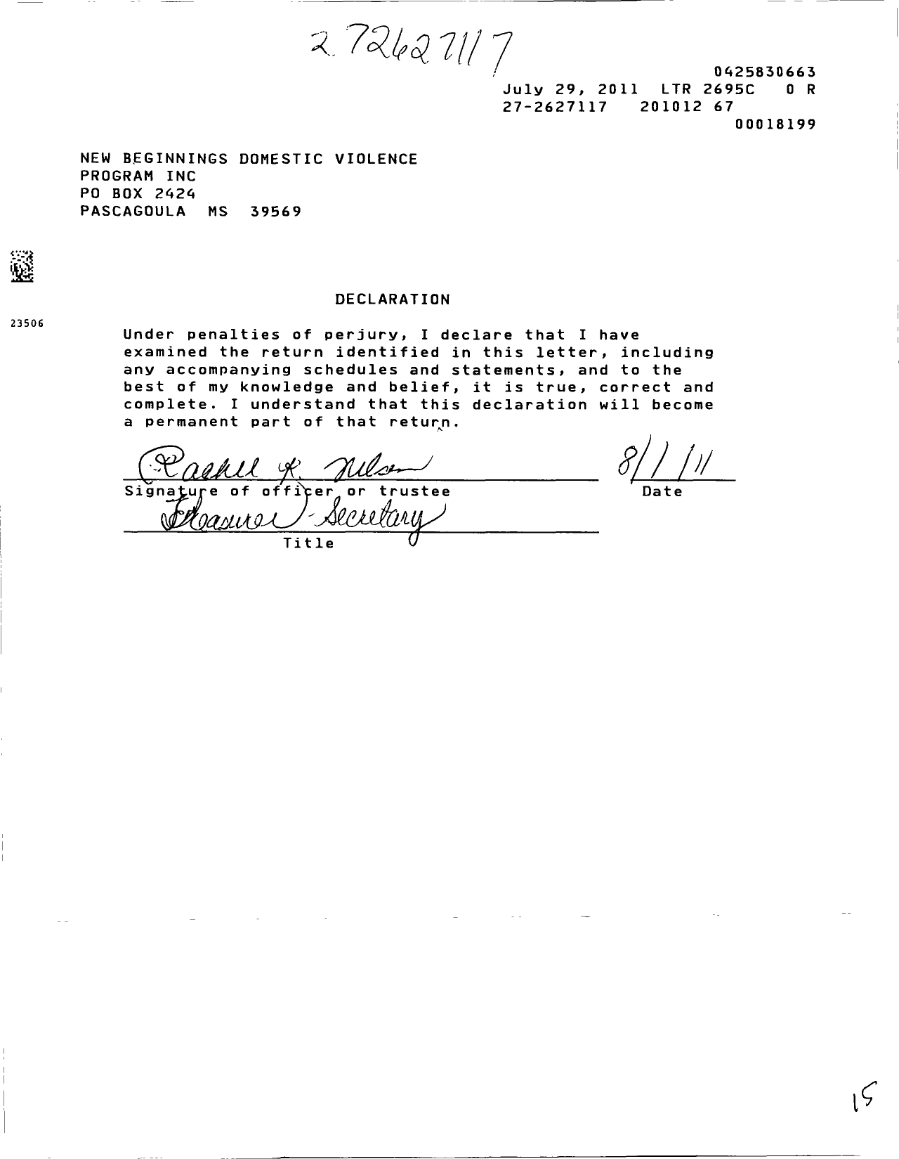 Image of first page of 2010 Form 990ER for New Beginnings Domestic Violence Program