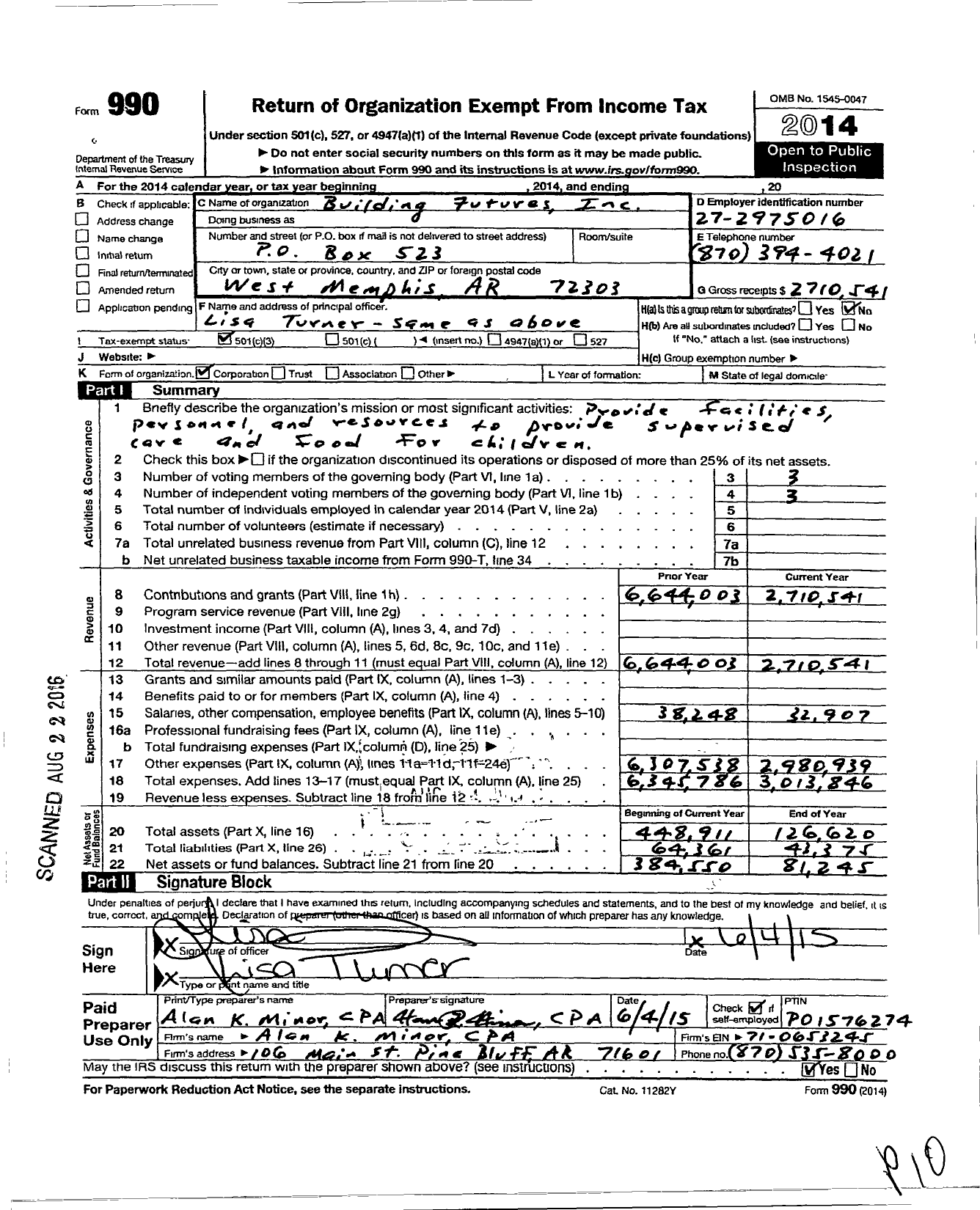 Image of first page of 2014 Form 990 for Building Futures