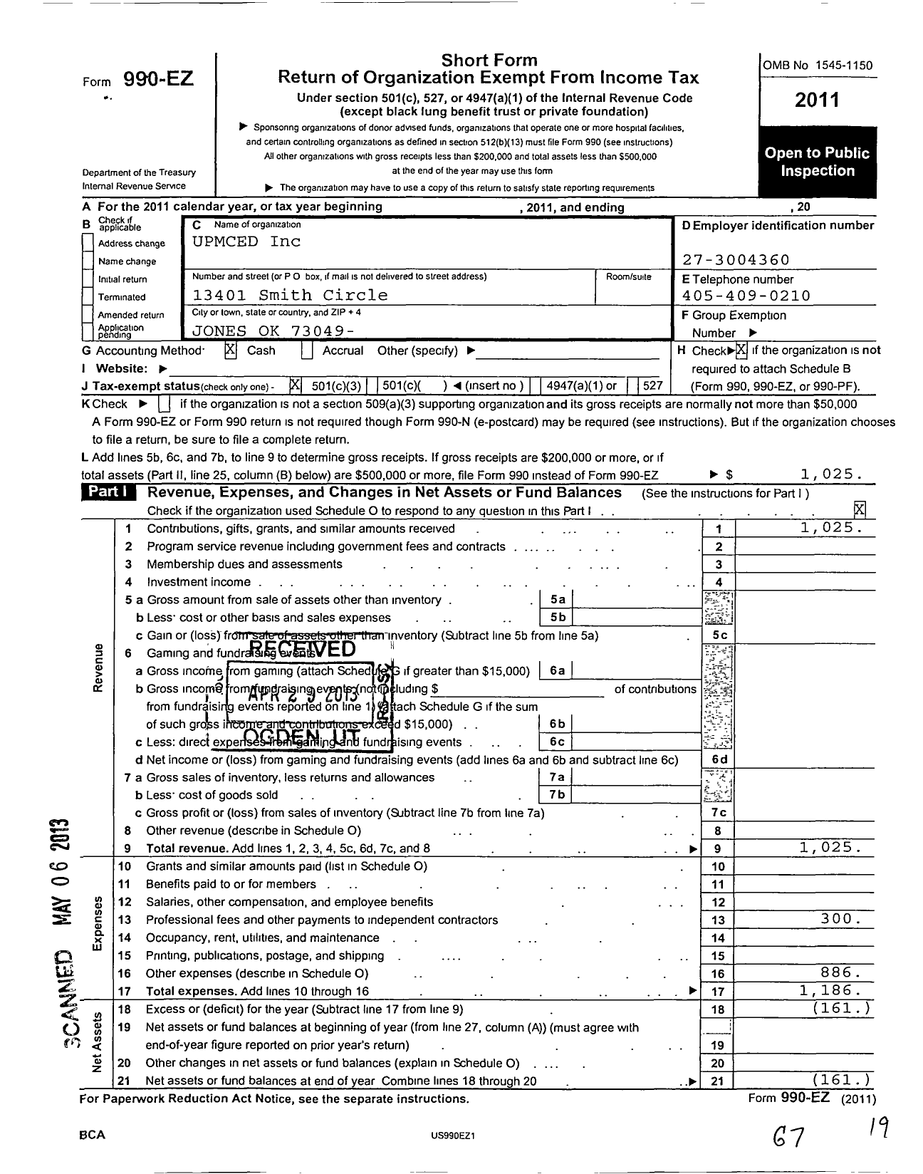 Image of first page of 2011 Form 990EZ for Upmced