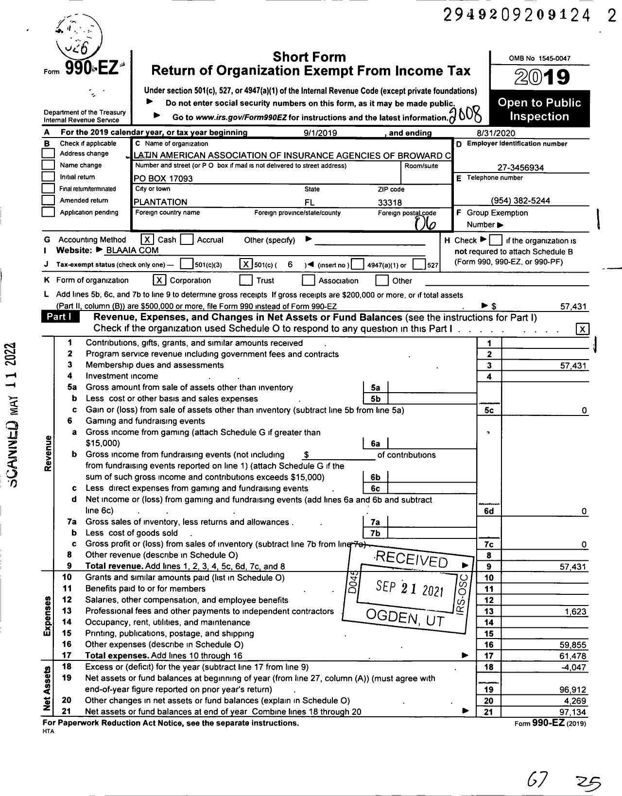 Image of first page of 2019 Form 990EO for Latin American Association Ofinsurance Agencies of