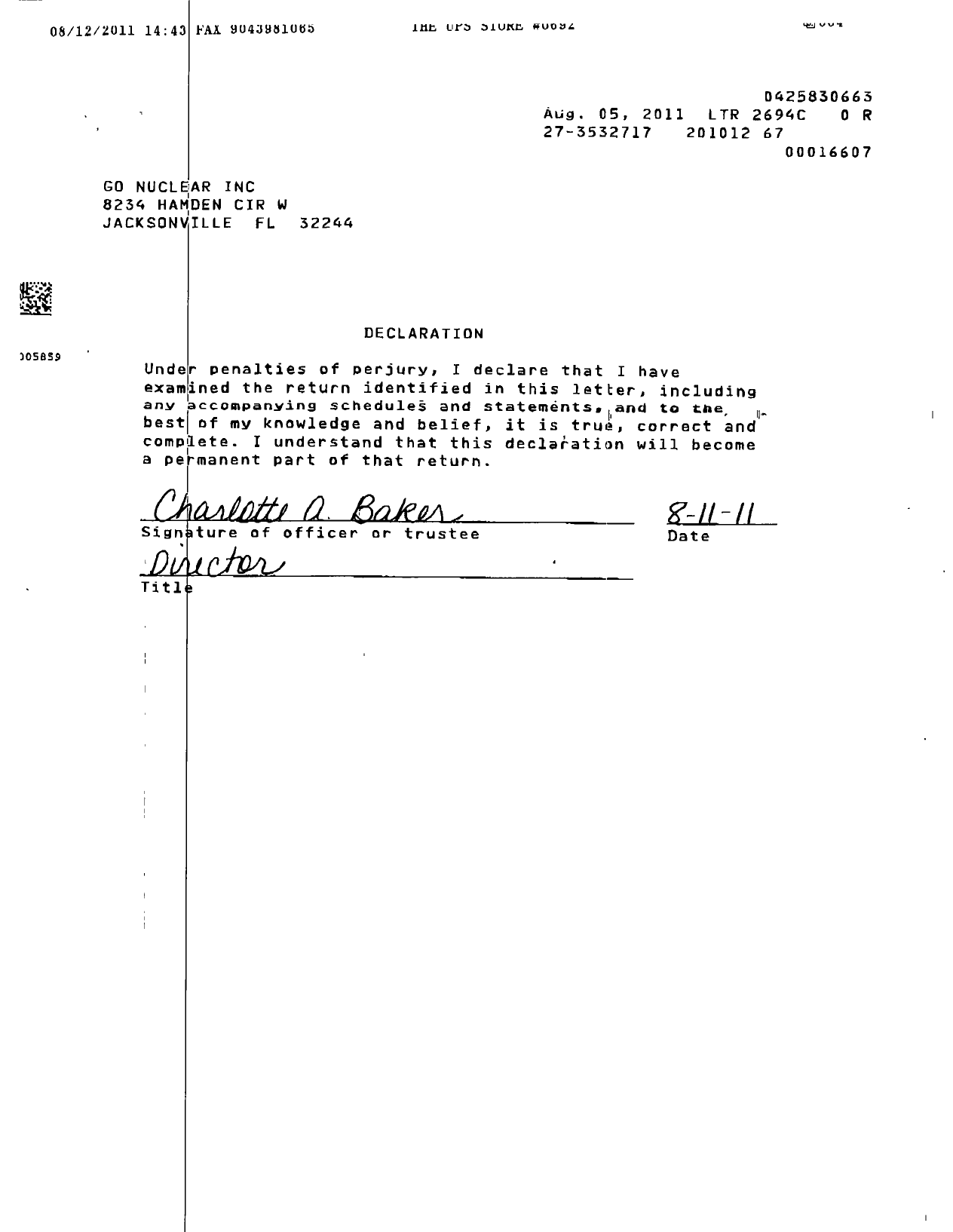 Image of first page of 2010 Form 990R for Go Nuclear