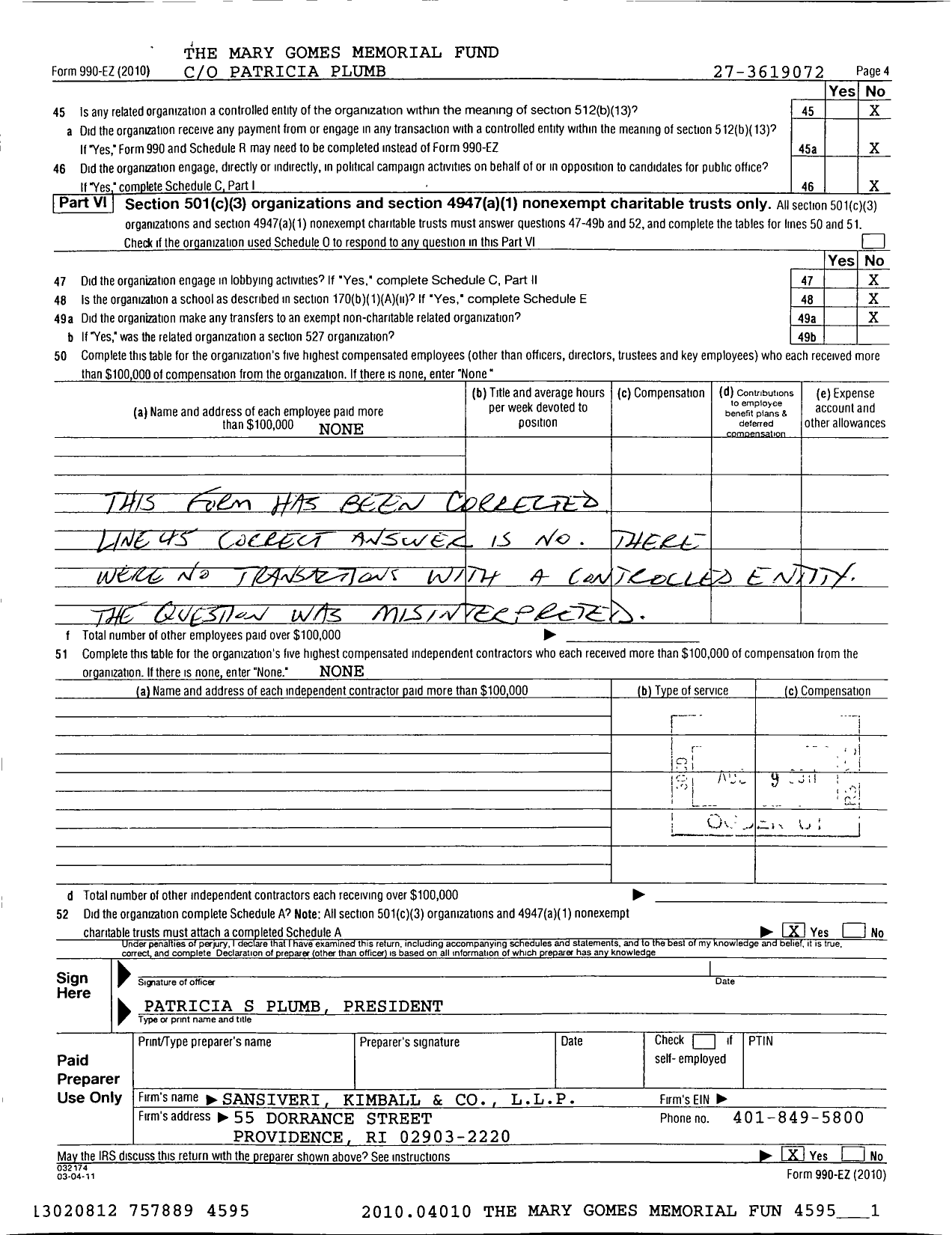 Image of first page of 2010 Form 990ER for Brick Alley Cares