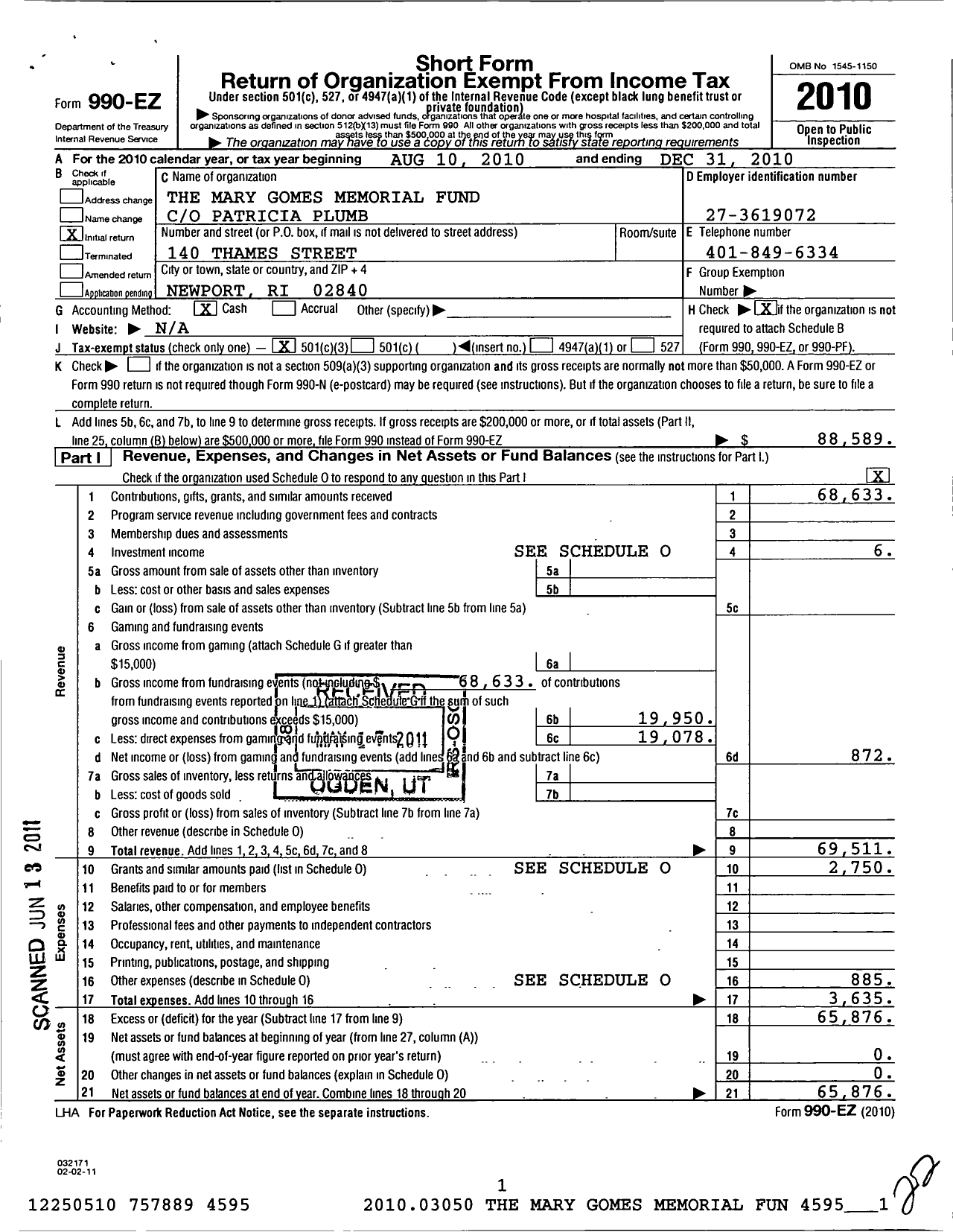 Image of first page of 2010 Form 990EZ for Brick Alley Cares