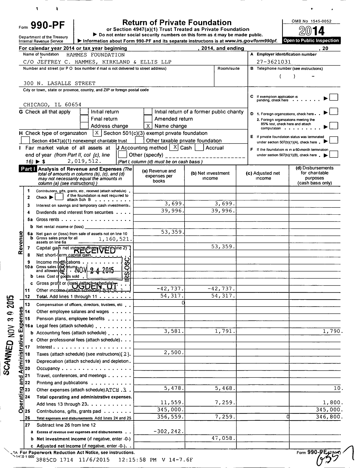 Image of first page of 2014 Form 990PF for MSBD Foundation