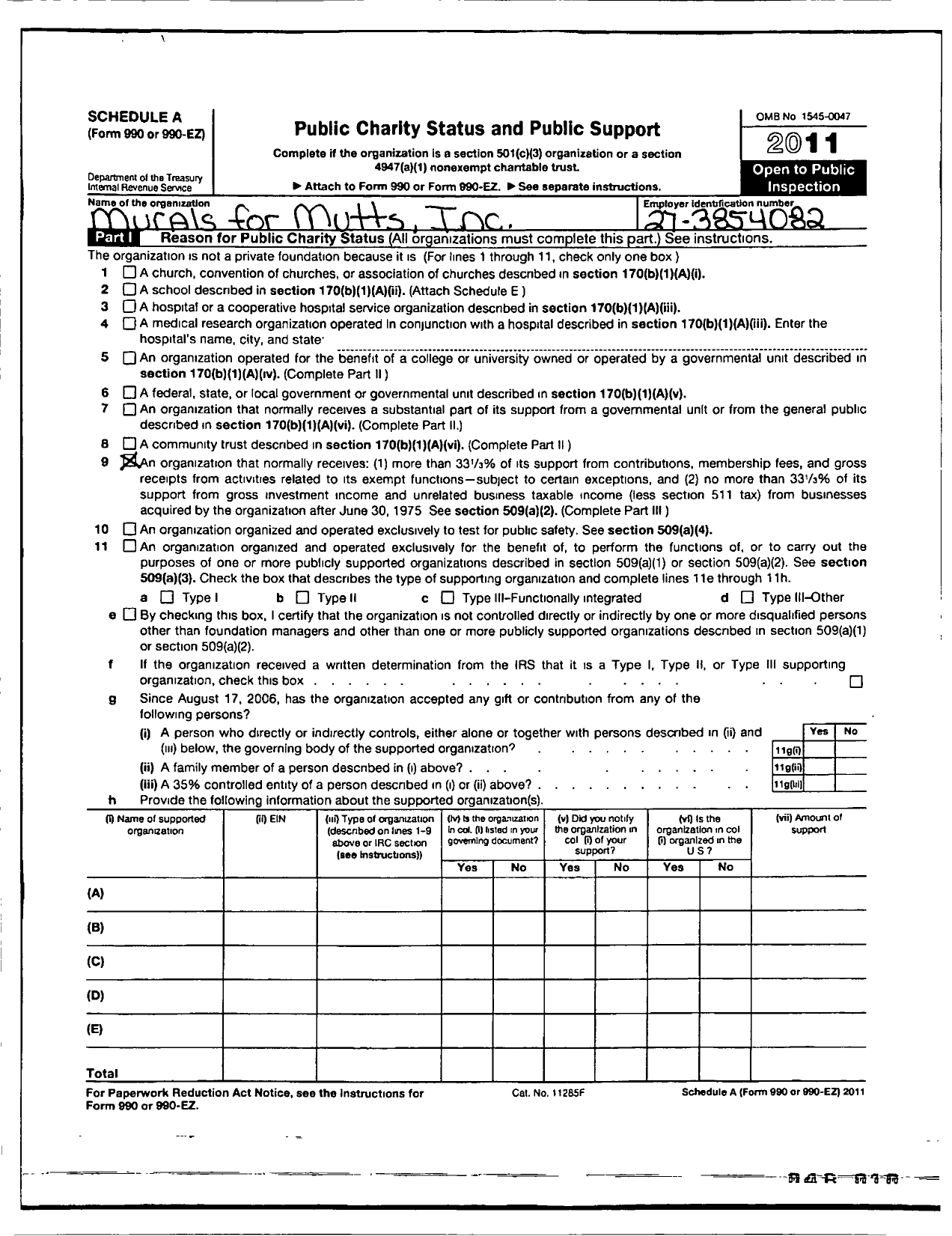 Image of first page of 2011 Form 990ER for Murals for Mutts