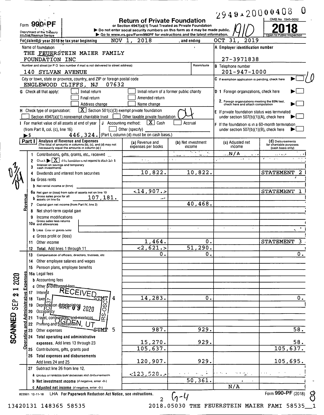 Image of first page of 2018 Form 990PR for The Feuerstein Maier Family Foundation