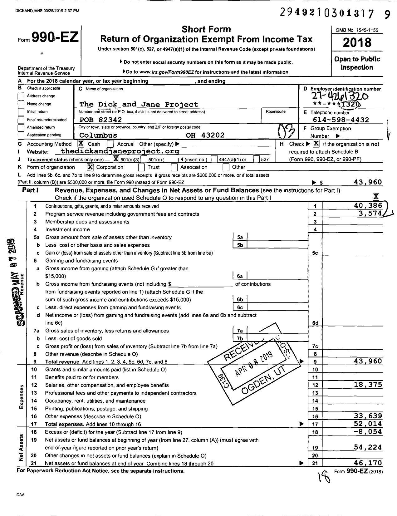 Image of first page of 2018 Form 990EZ for We Amplify Voices