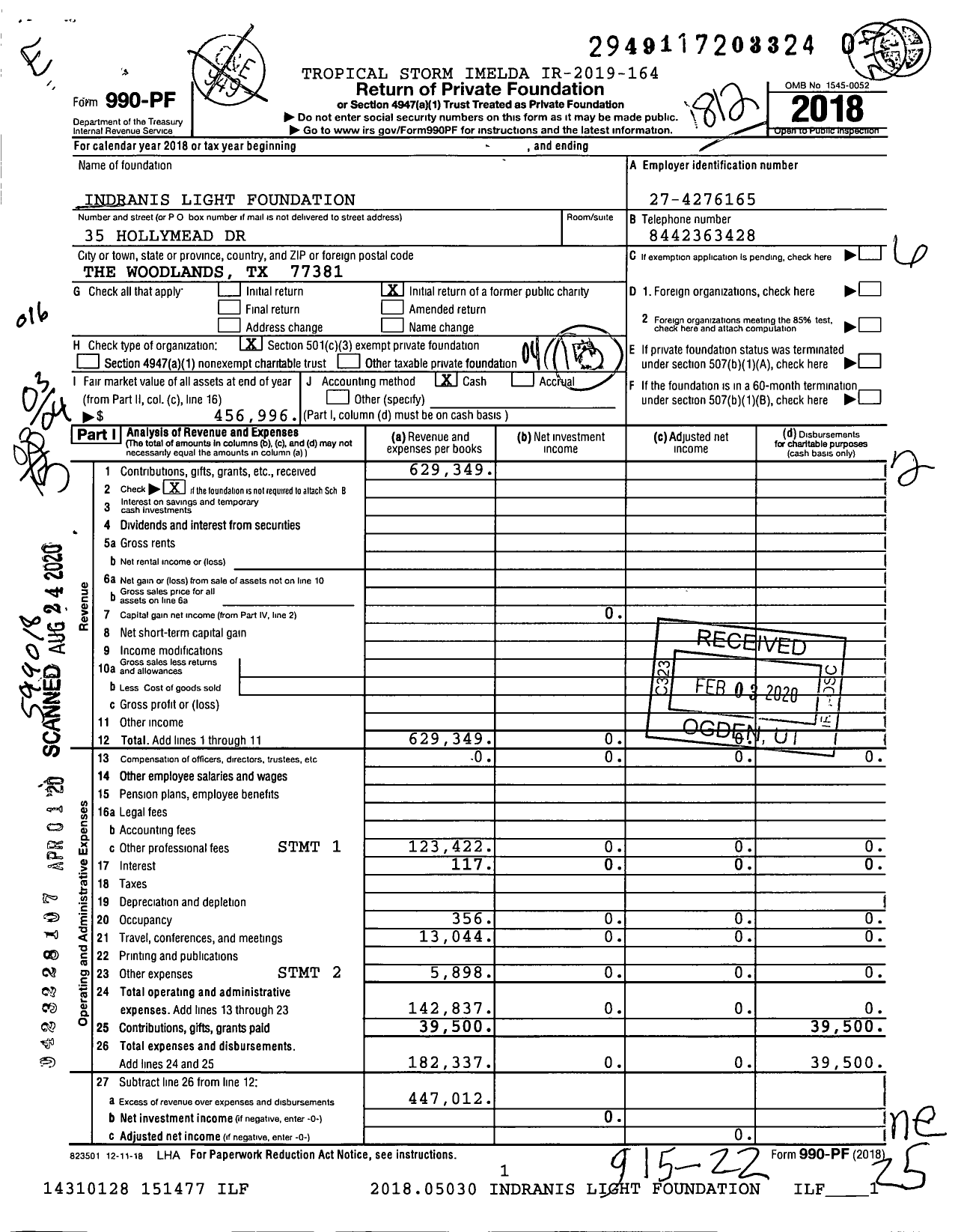 Image of first page of 2018 Form 990PR for Raft / Indranis Light Foundation