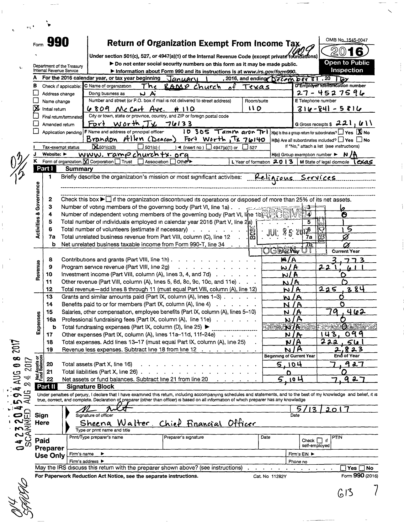 Image of first page of 2015 Form 990 for Texas Ramp Ministries