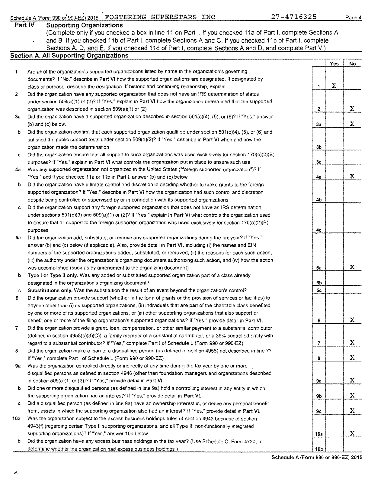 Image of first page of 2015 Form 990ER for Fostering Superstars