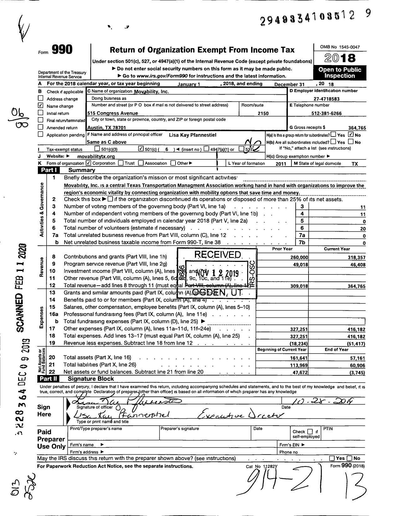 Image of first page of 2018 Form 990O for Movability