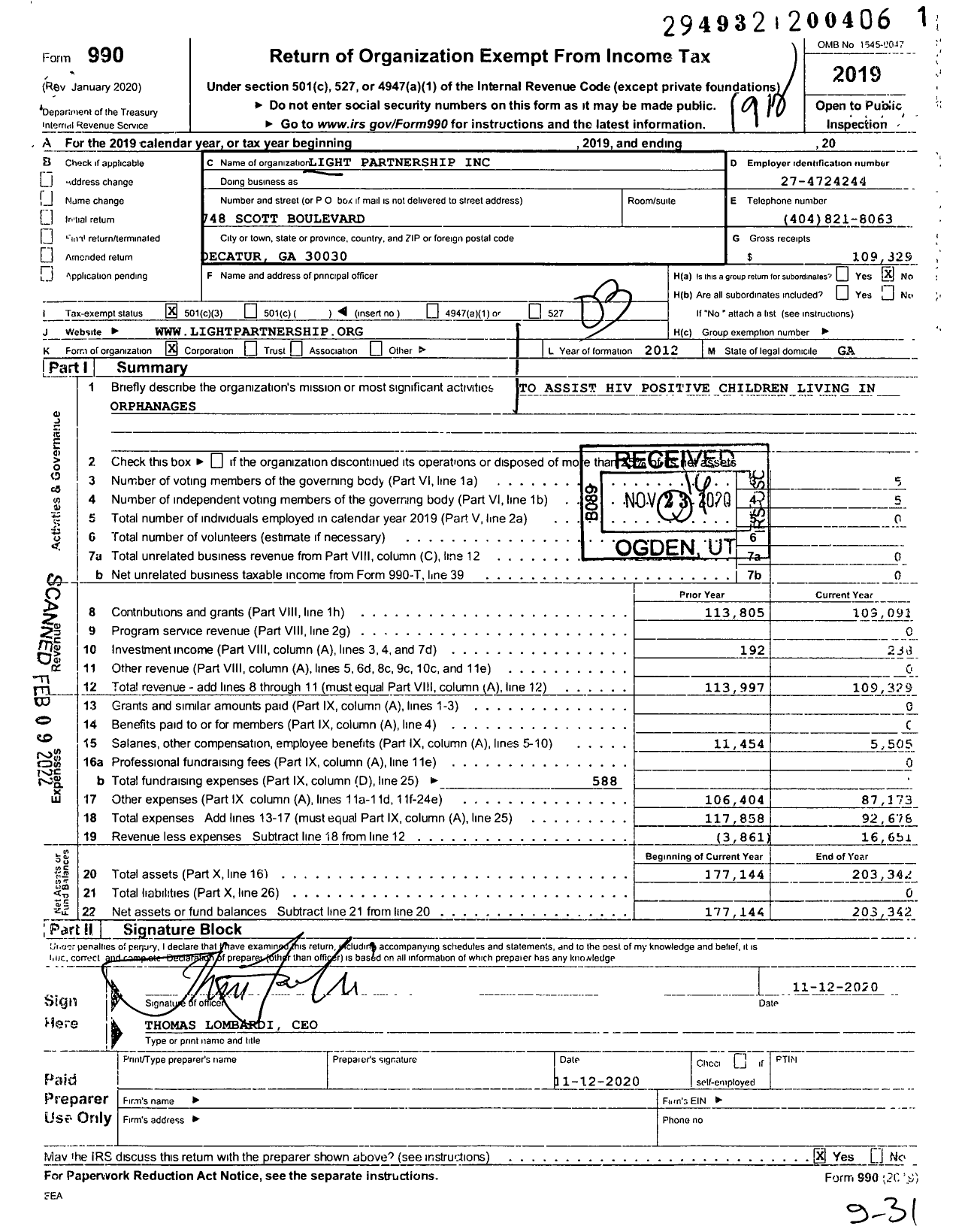 Image of first page of 2019 Form 990 for Living To Inspire Global Healing Today