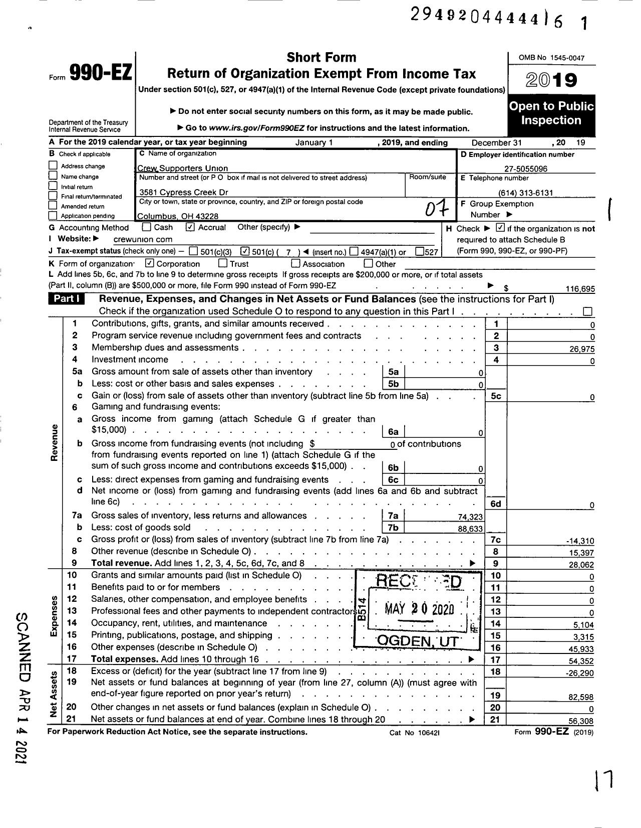 Image of first page of 2019 Form 990EO for Nordecke