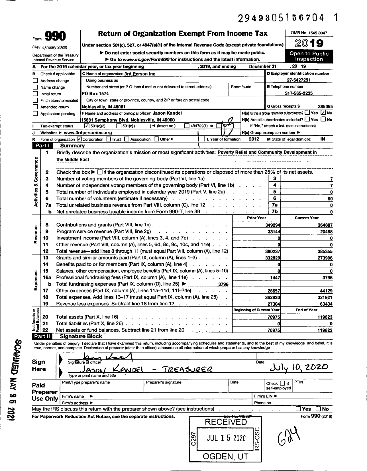 Image of first page of 2019 Form 990 for 3rd Person