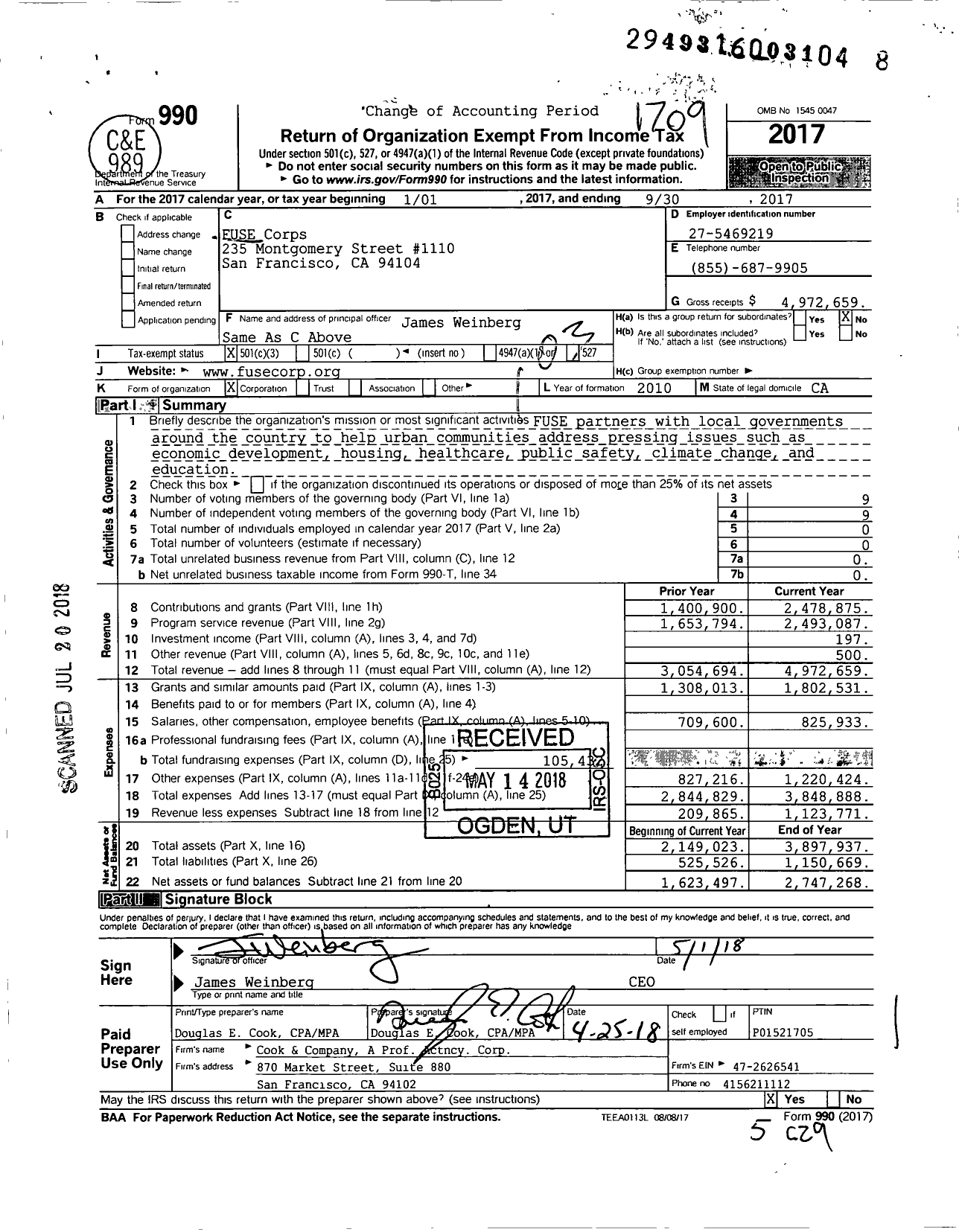 Image of first page of 2016 Form 990 for Fuse Corps