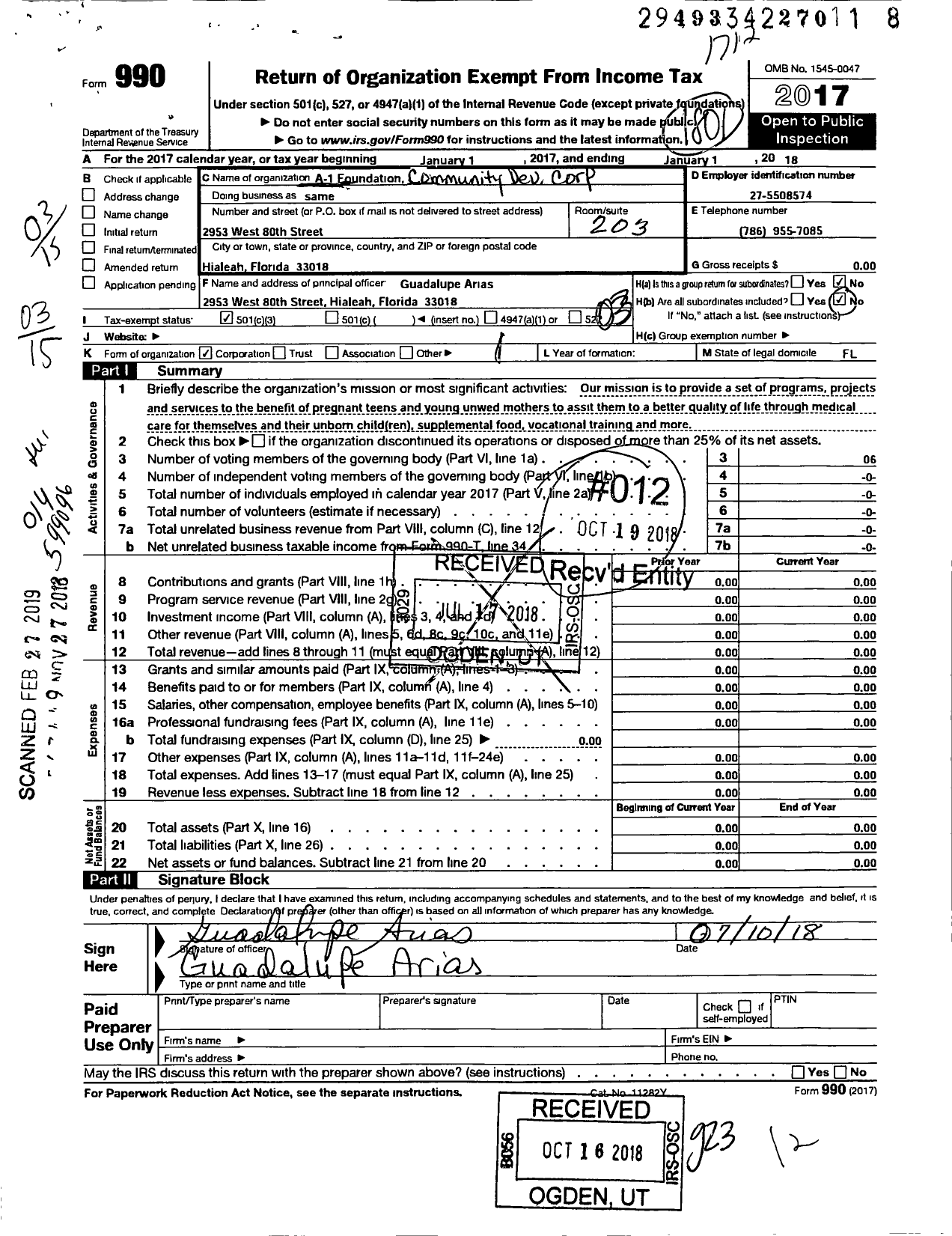 Image of first page of 2017 Form 990 for Earth Tone Foundation Community Development