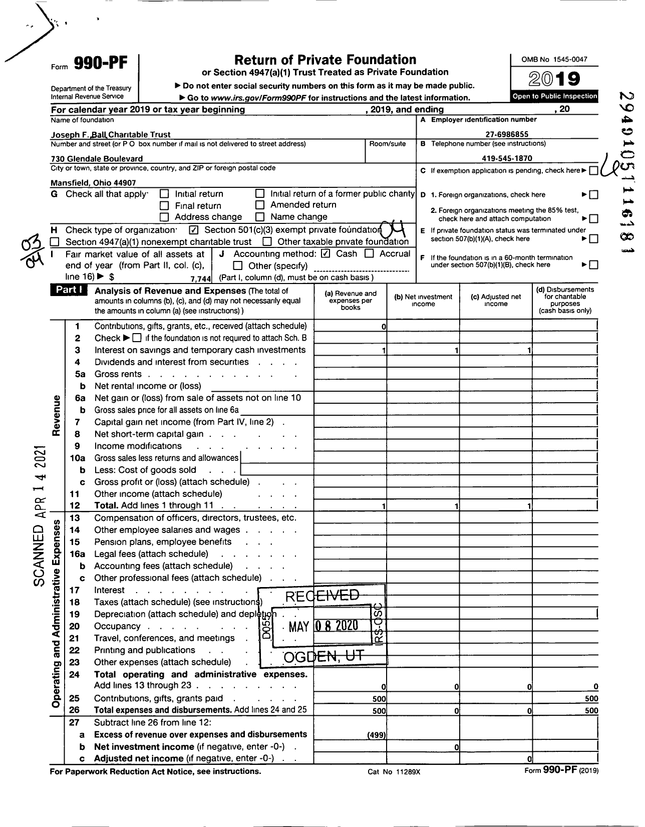 Image of first page of 2019 Form 990PF for Movap